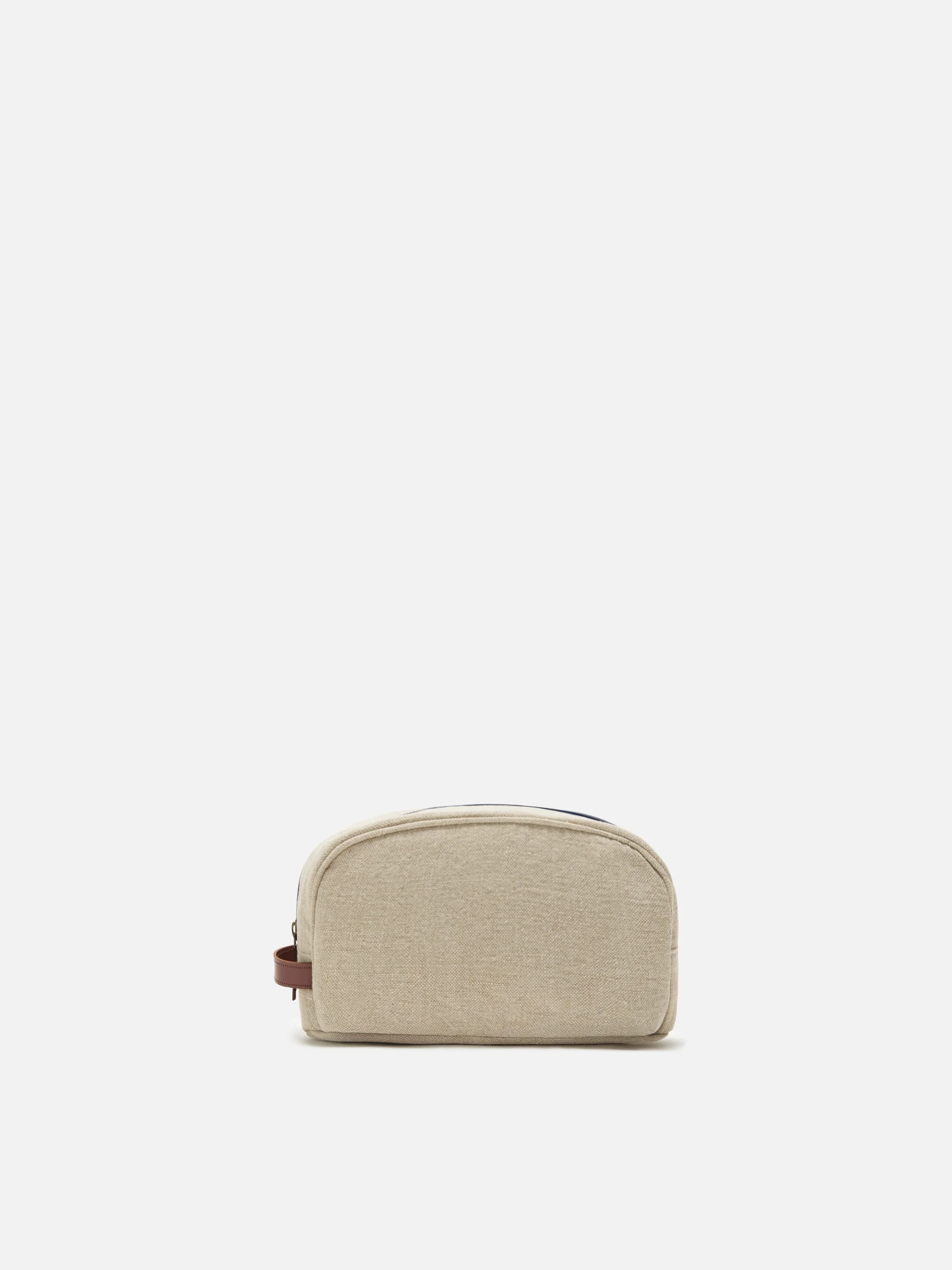 Beige Westwood linen beauty bag with embroidered logo - Image 3