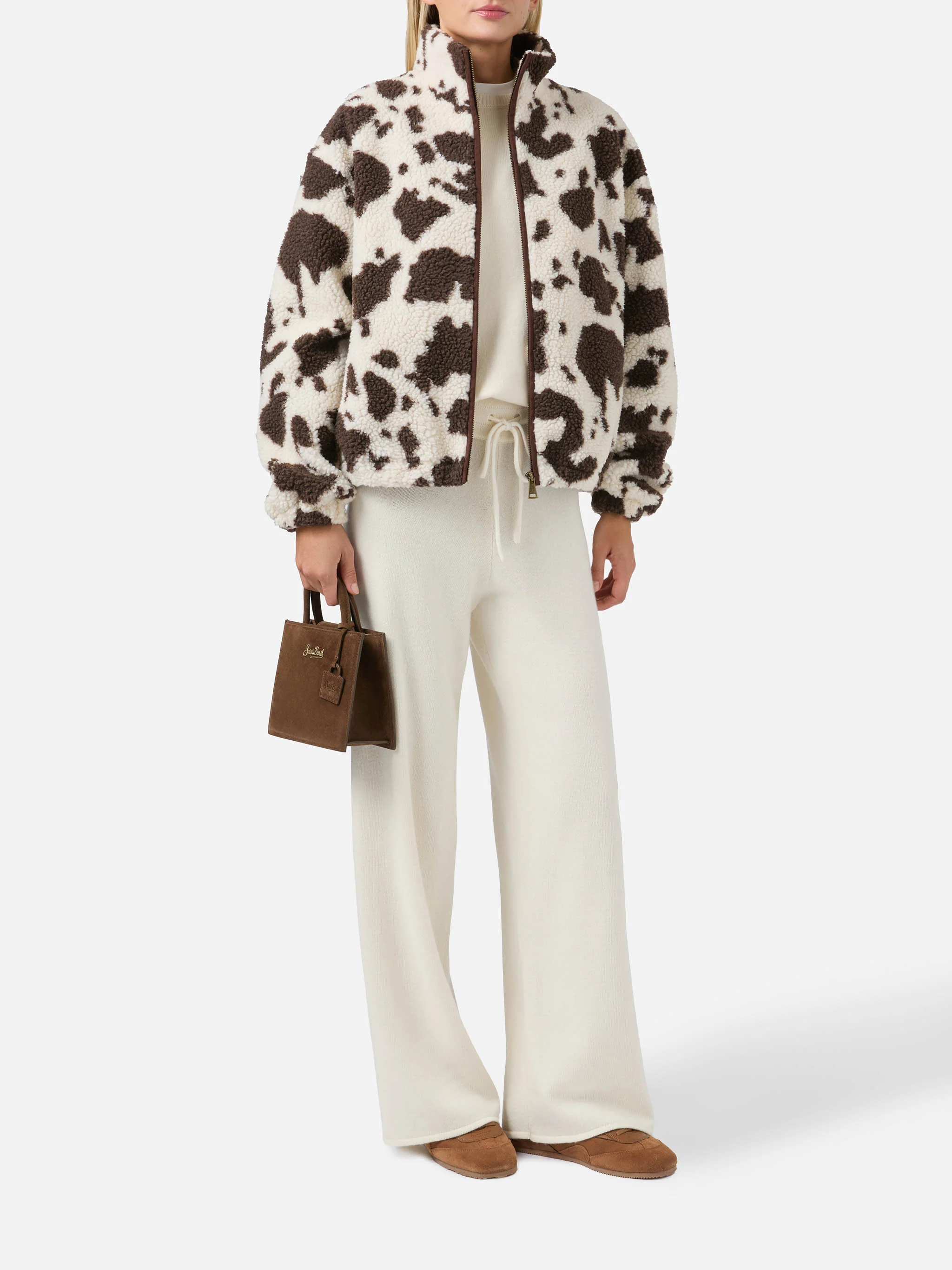 Bercy teddy jacket with cow print and faux-suede details - Image 2