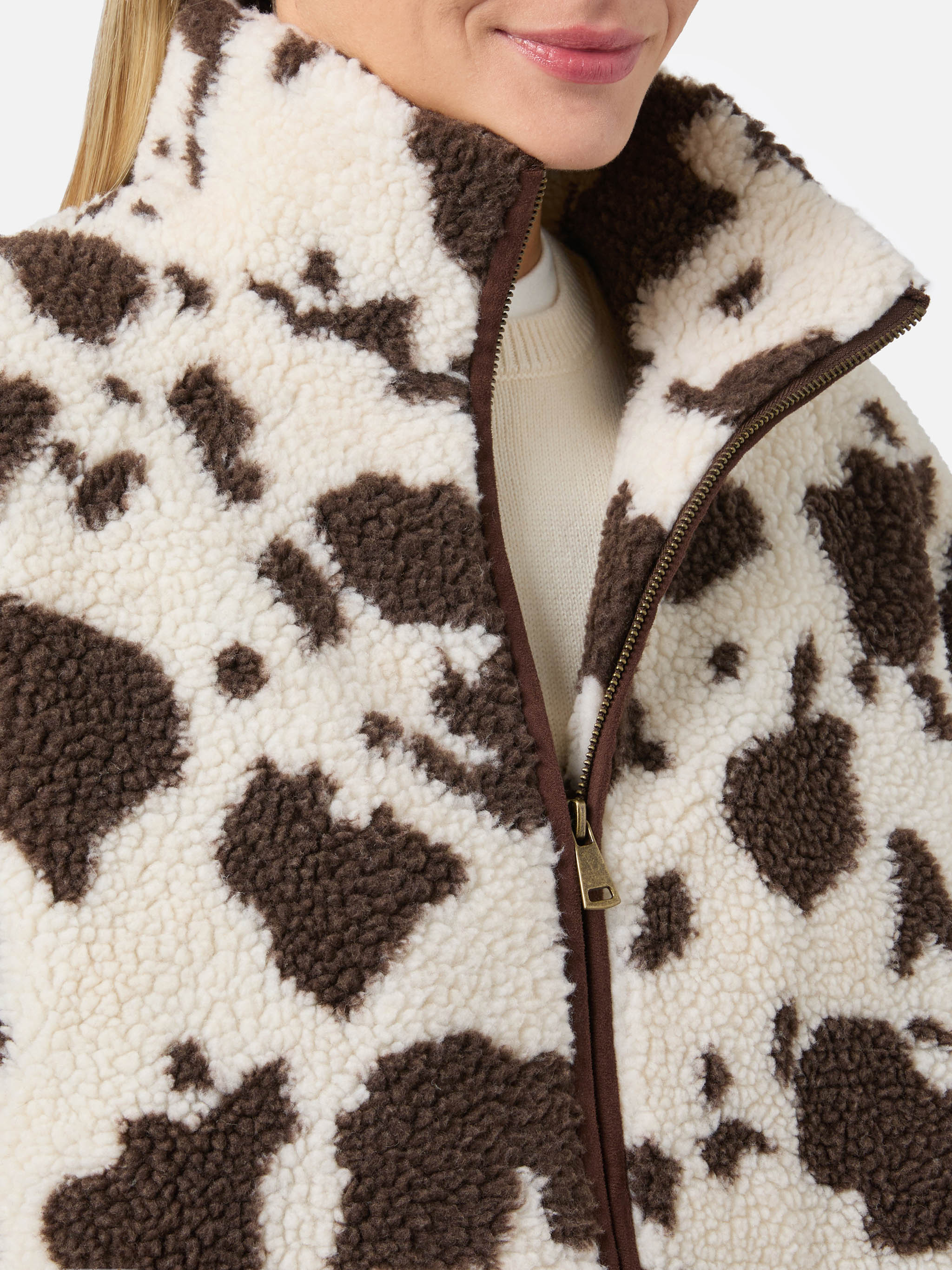 Bercy teddy jacket with cow print and faux-suede details - Image 3