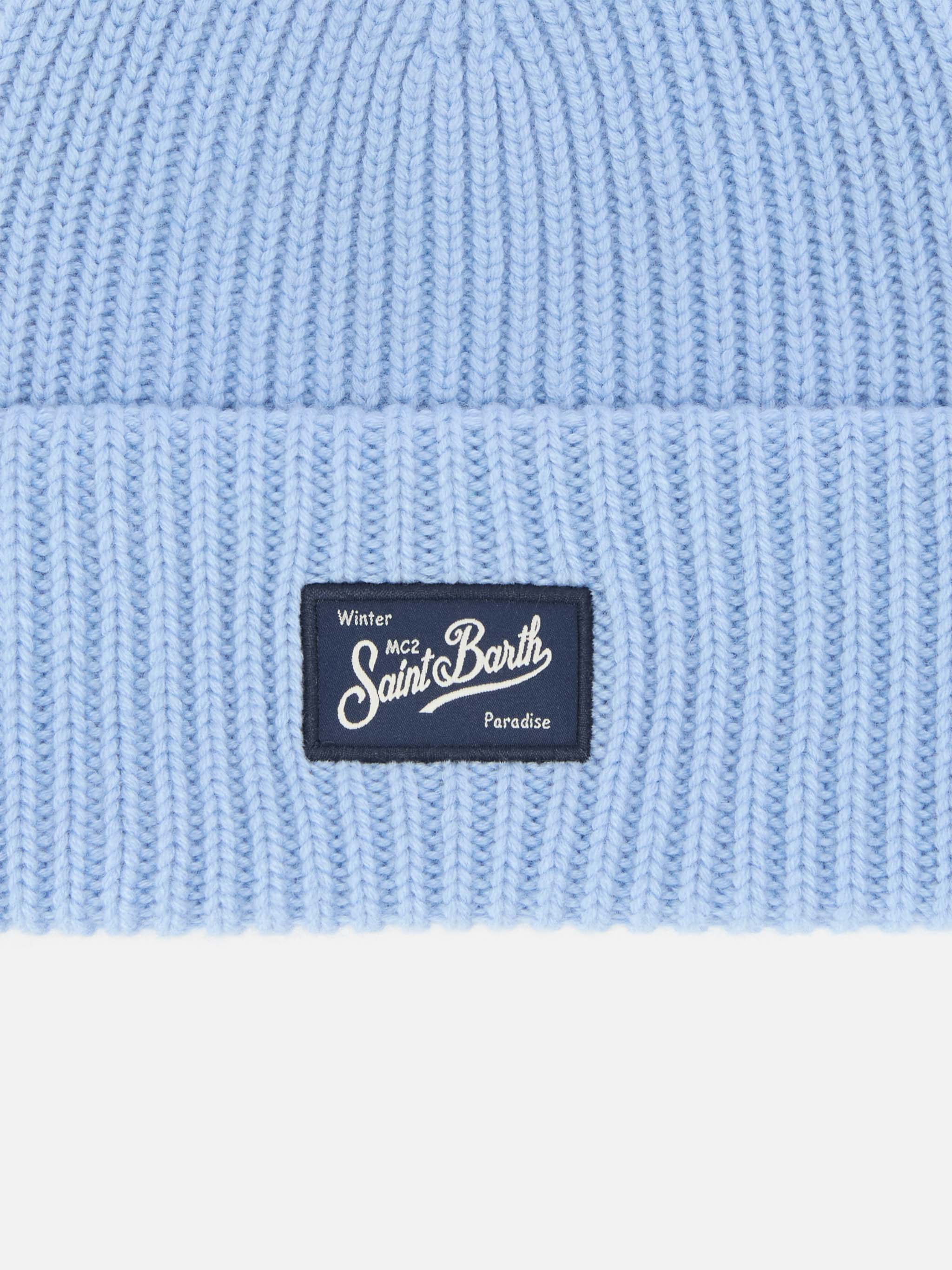 Light blue ribbed beanie Berry Jr with St. Barth patch - Image 2