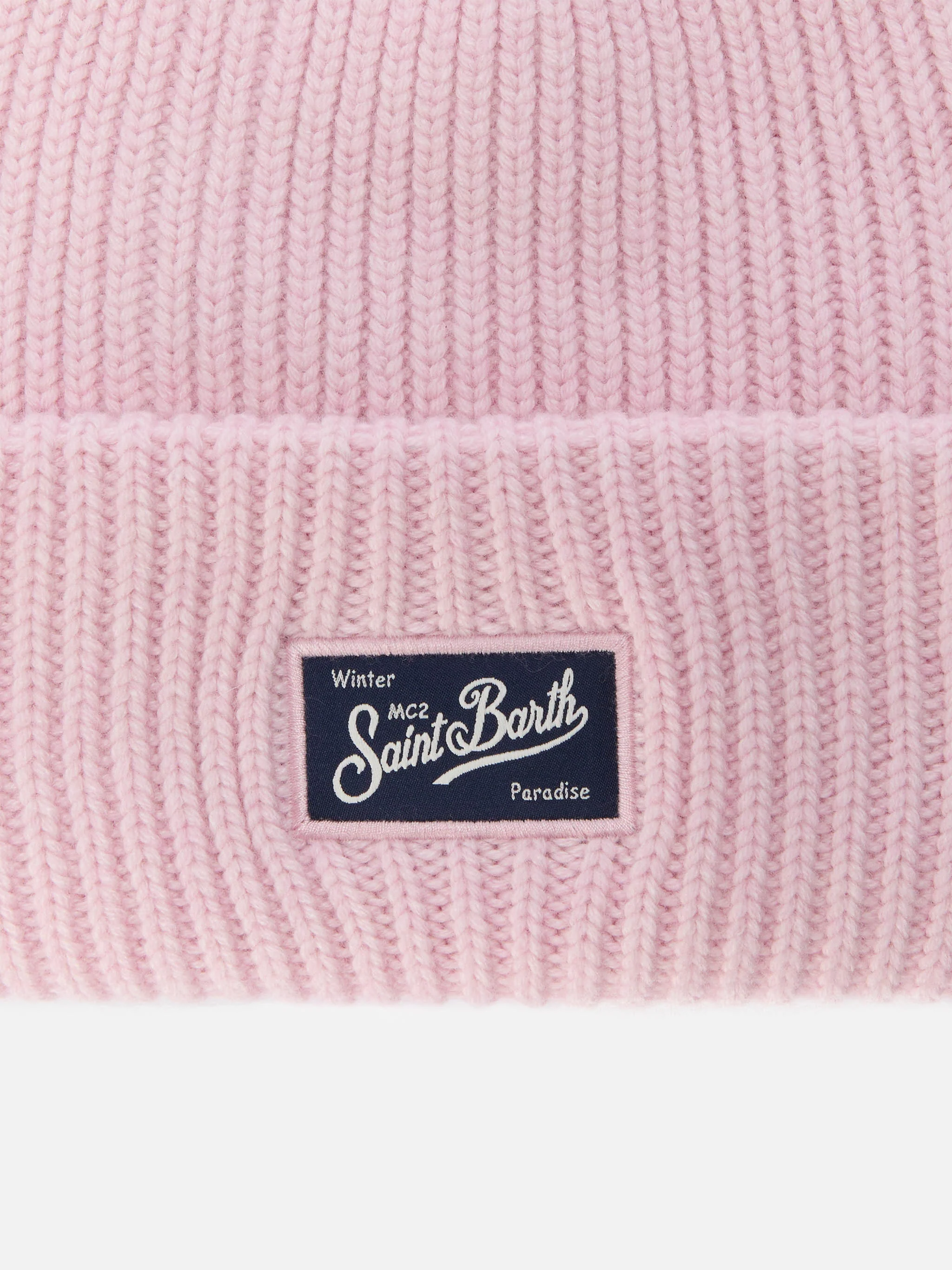 Pink ribbed beanie Berry Jr with St. Barth patch - Image 2