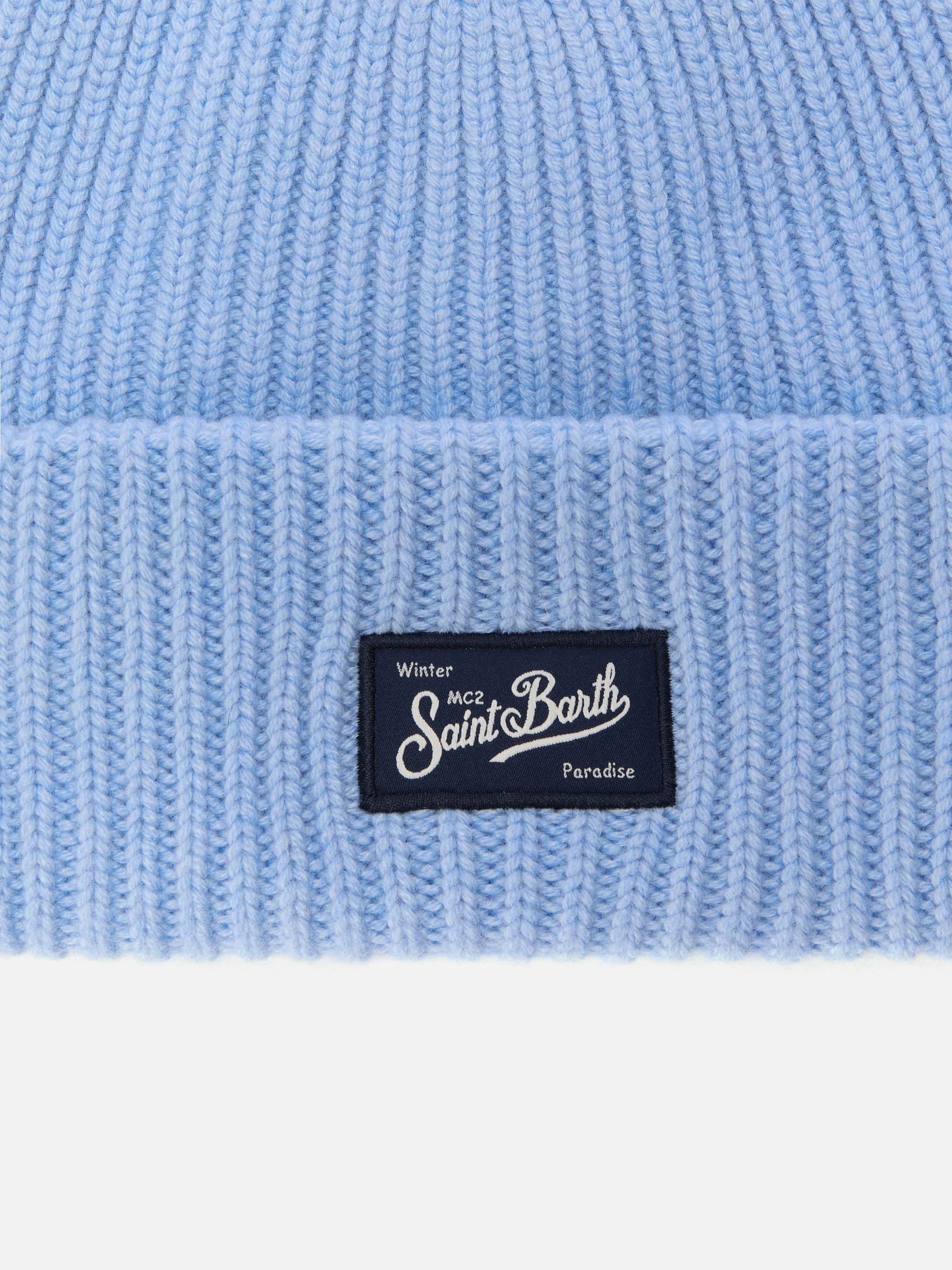 Berry W ribbed cashmere-blend beanie in light blue - Image 2