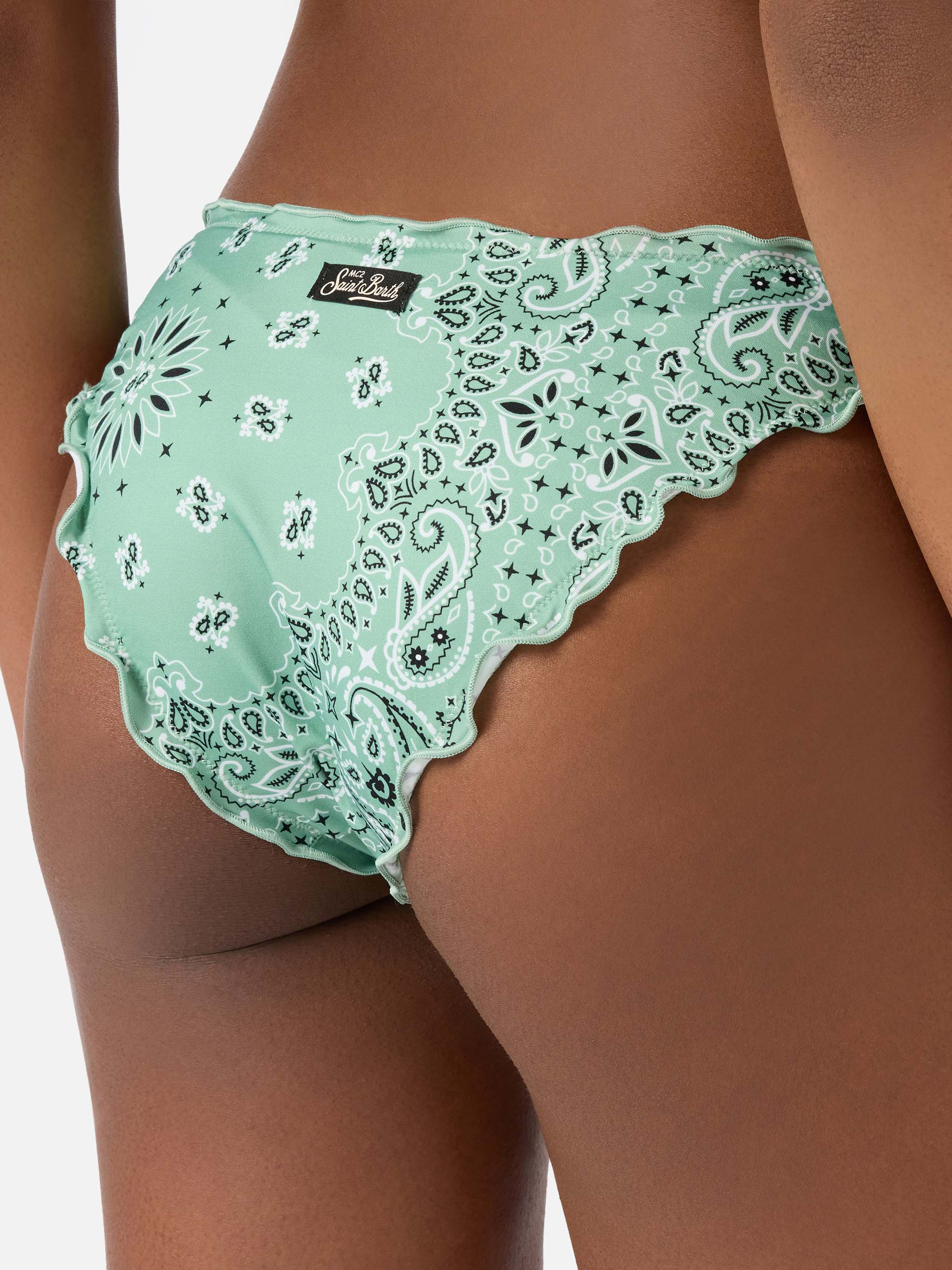 Bikini Myranda bandeau with sage green bandana print - Image 5