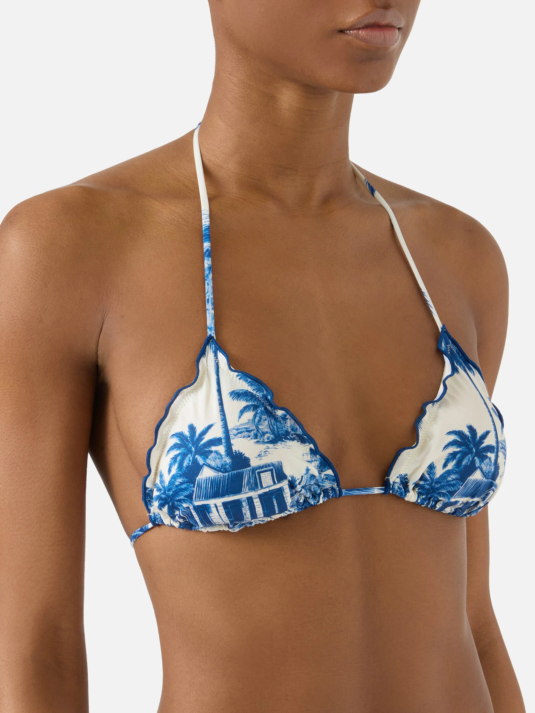 Bikini Sarius triangle with blue toile de jouy print | Special Edition - Image 3