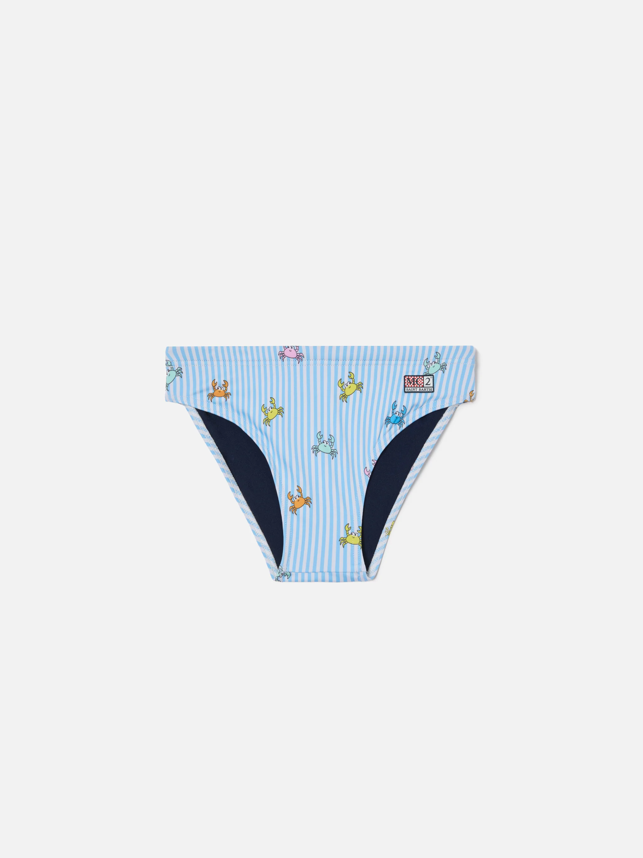 Billy striped swim briefs with all-over crab print