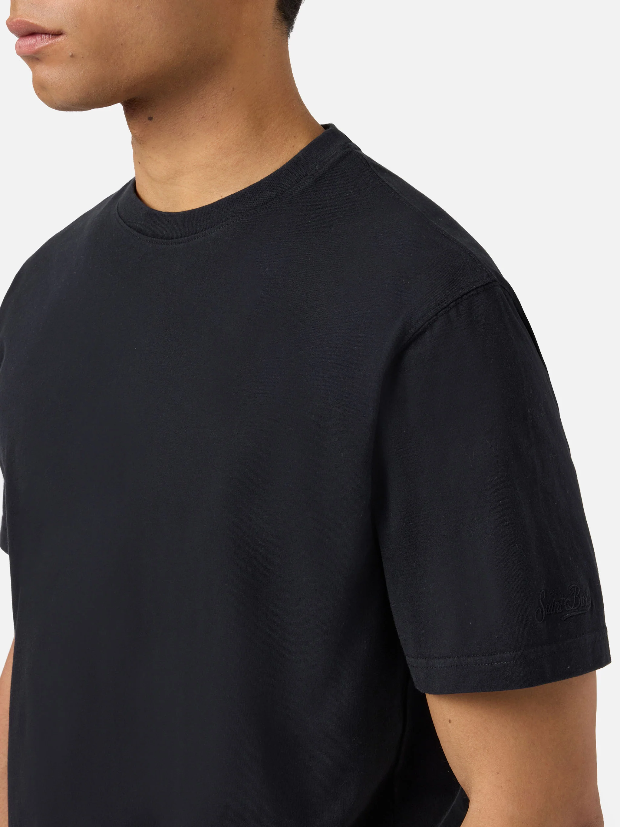 Black Dover cotton t-shirt with logo embroidery - Image 3