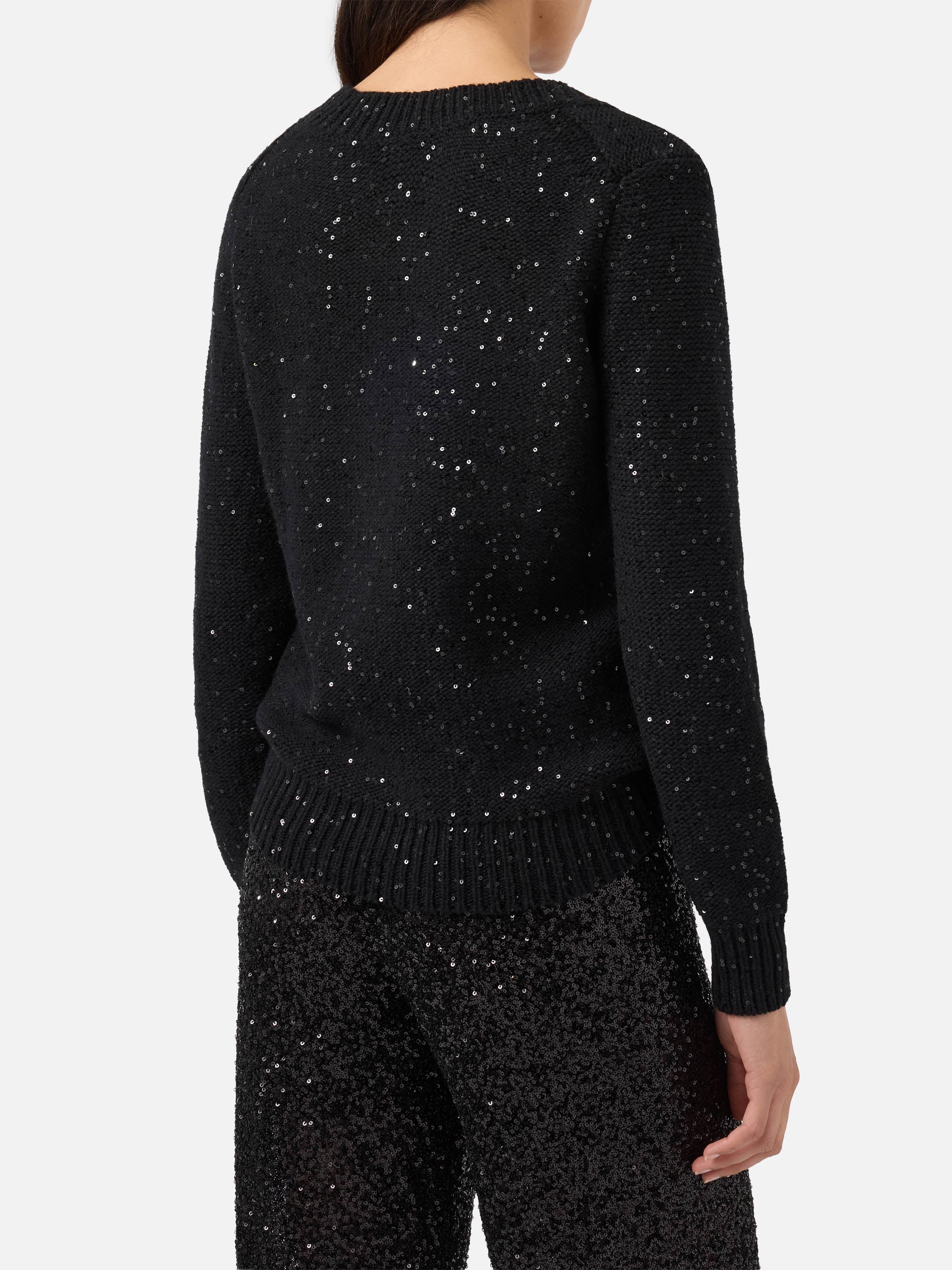 Black V-neck sweater with sequins - Image 4