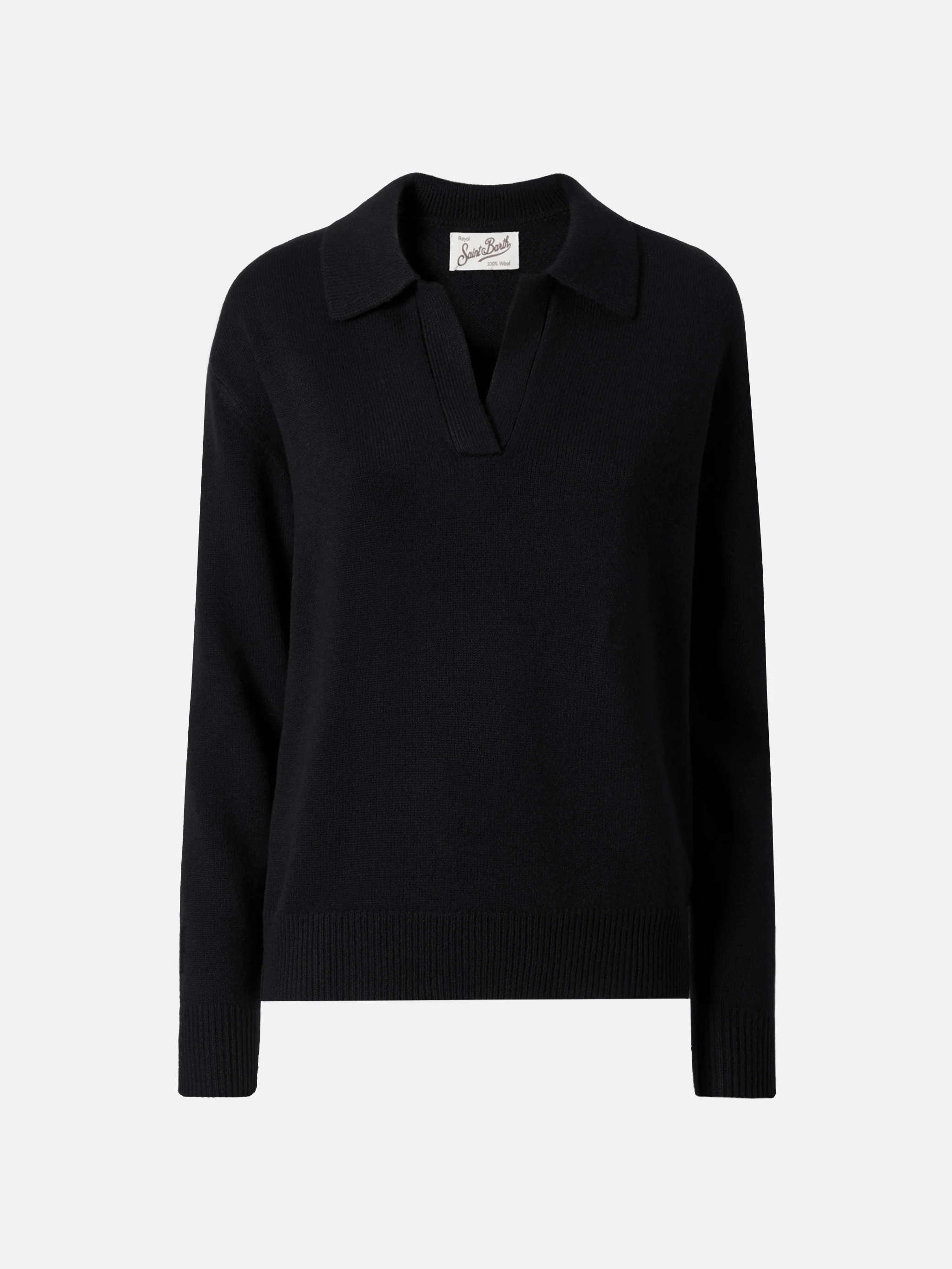 Black Eze wool sweater with polo collar - Image 5