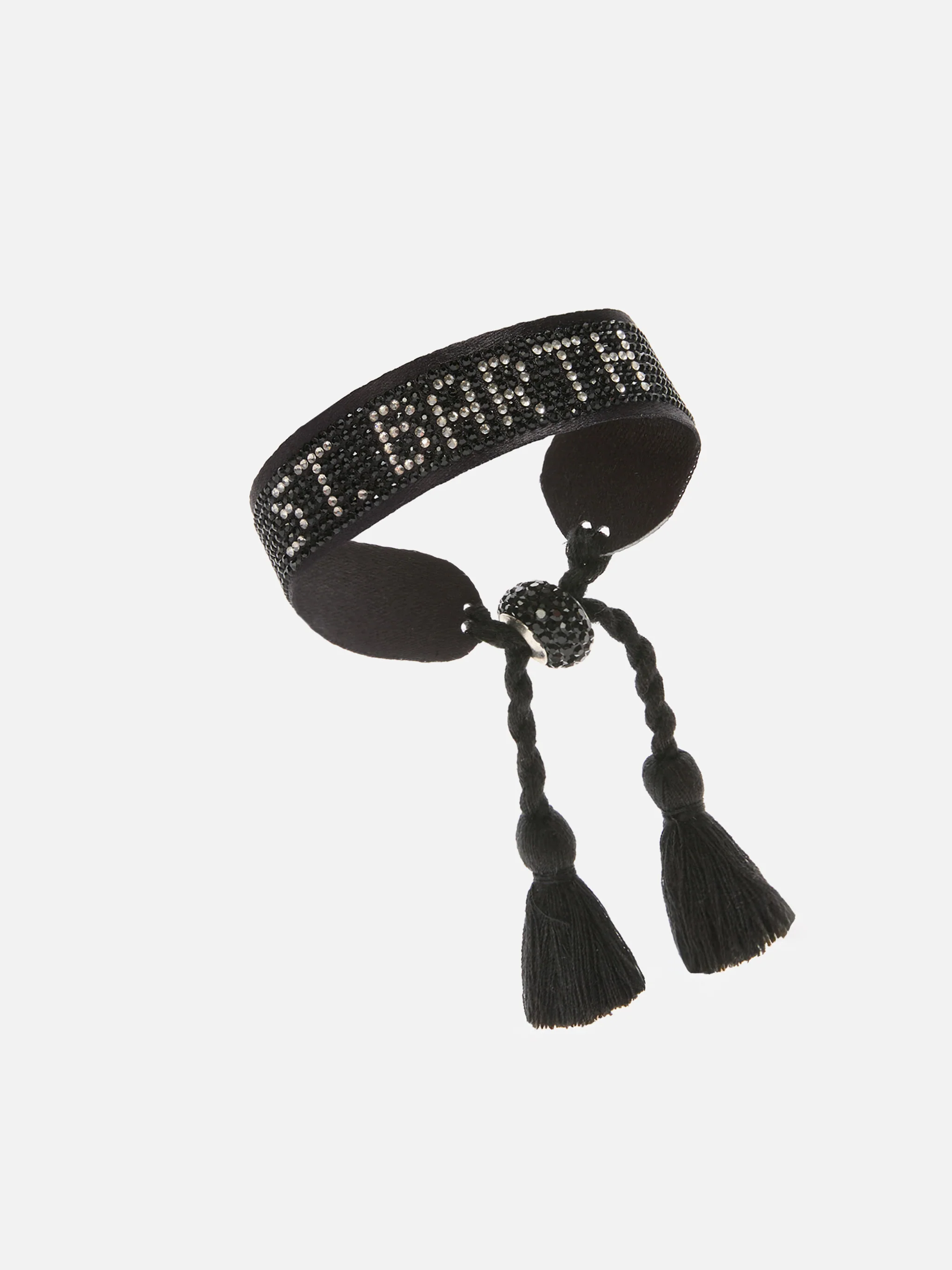 Black fabric bracelet with St. Barth beaded lettering - Image 2