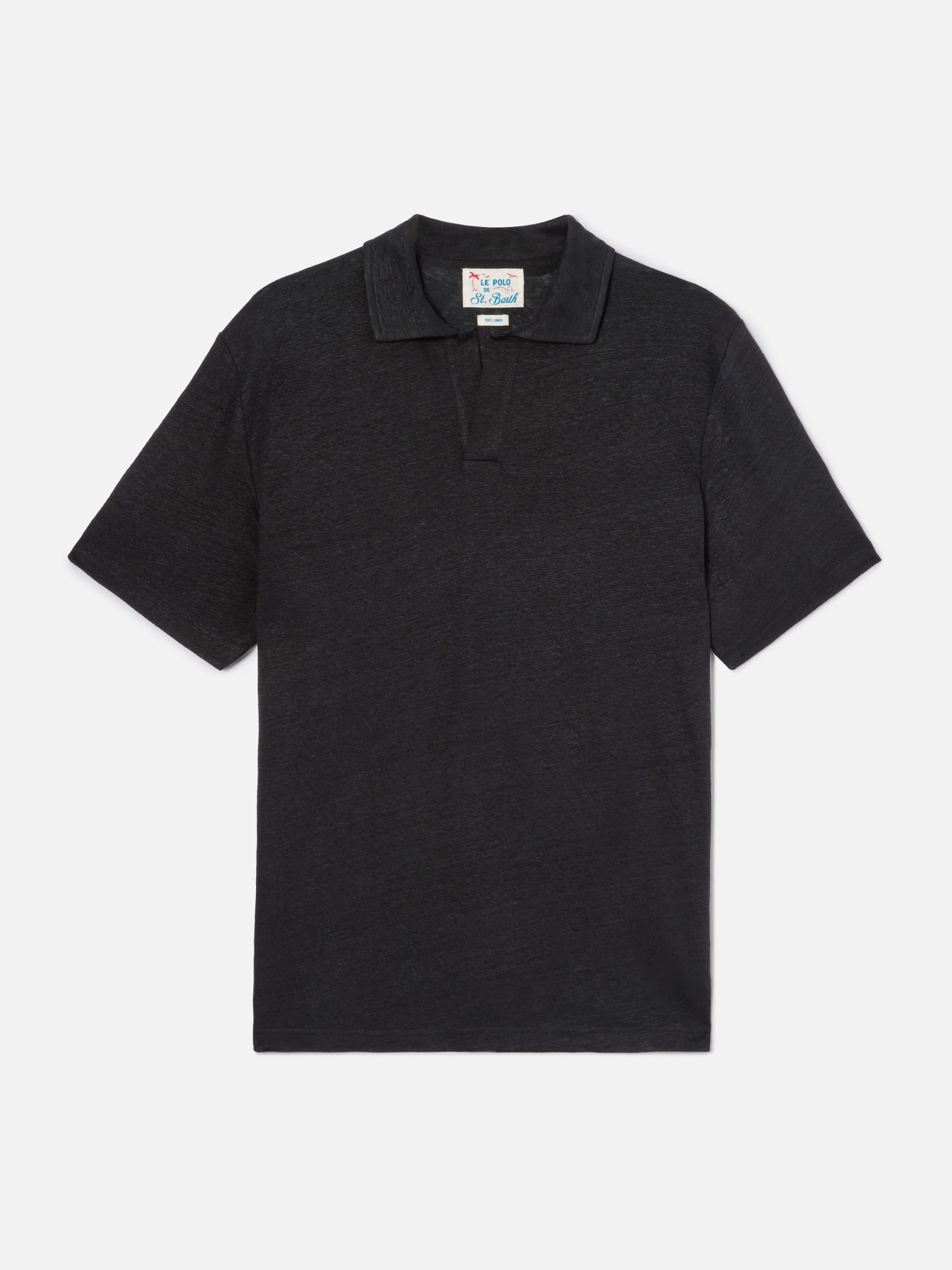 Black Fraser polo in pure linen - Image 4