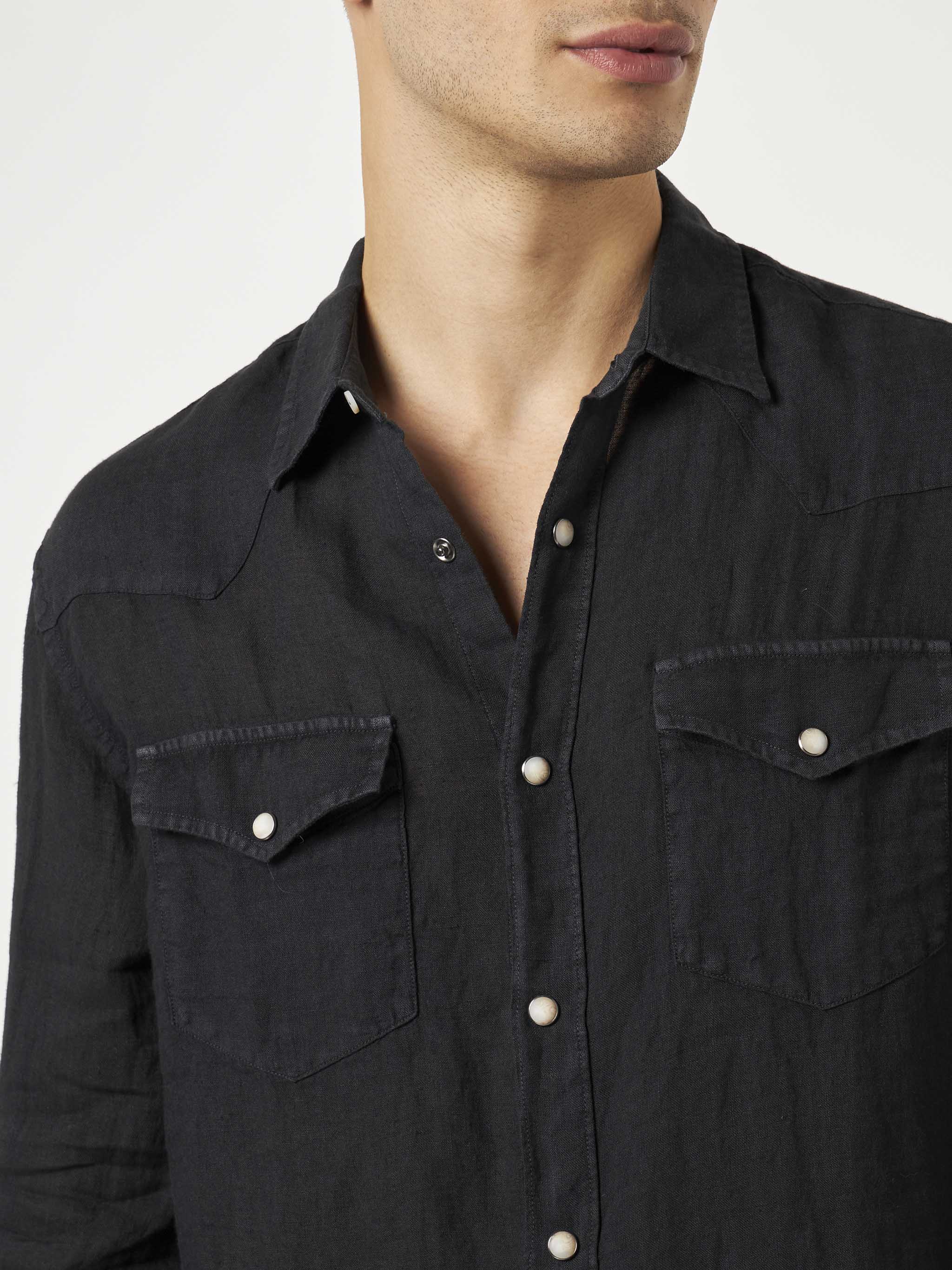Greg black linen shirt - Image 3