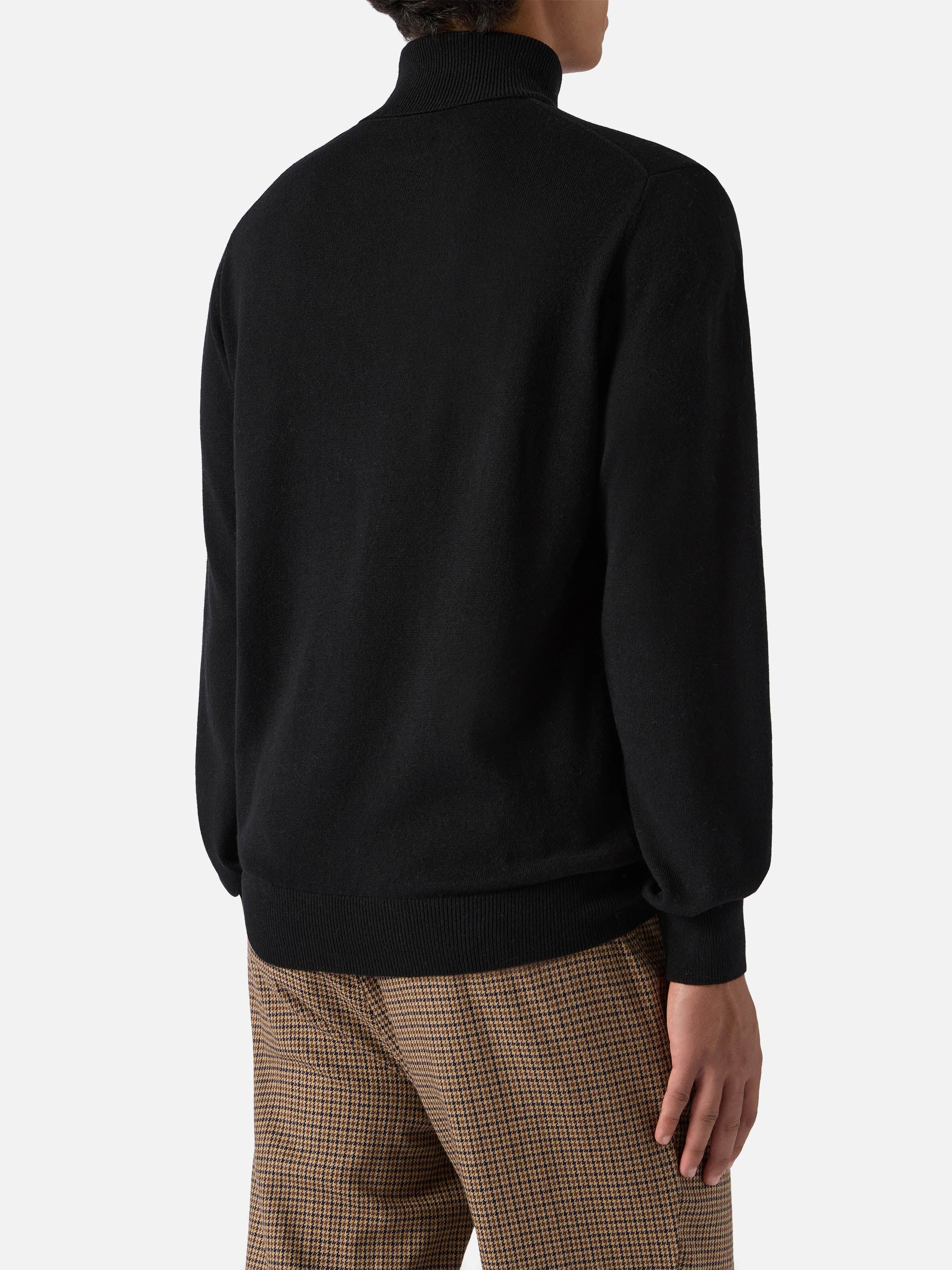 Turtleneck sweater Bond in black merino wool and cashmere - Image 3