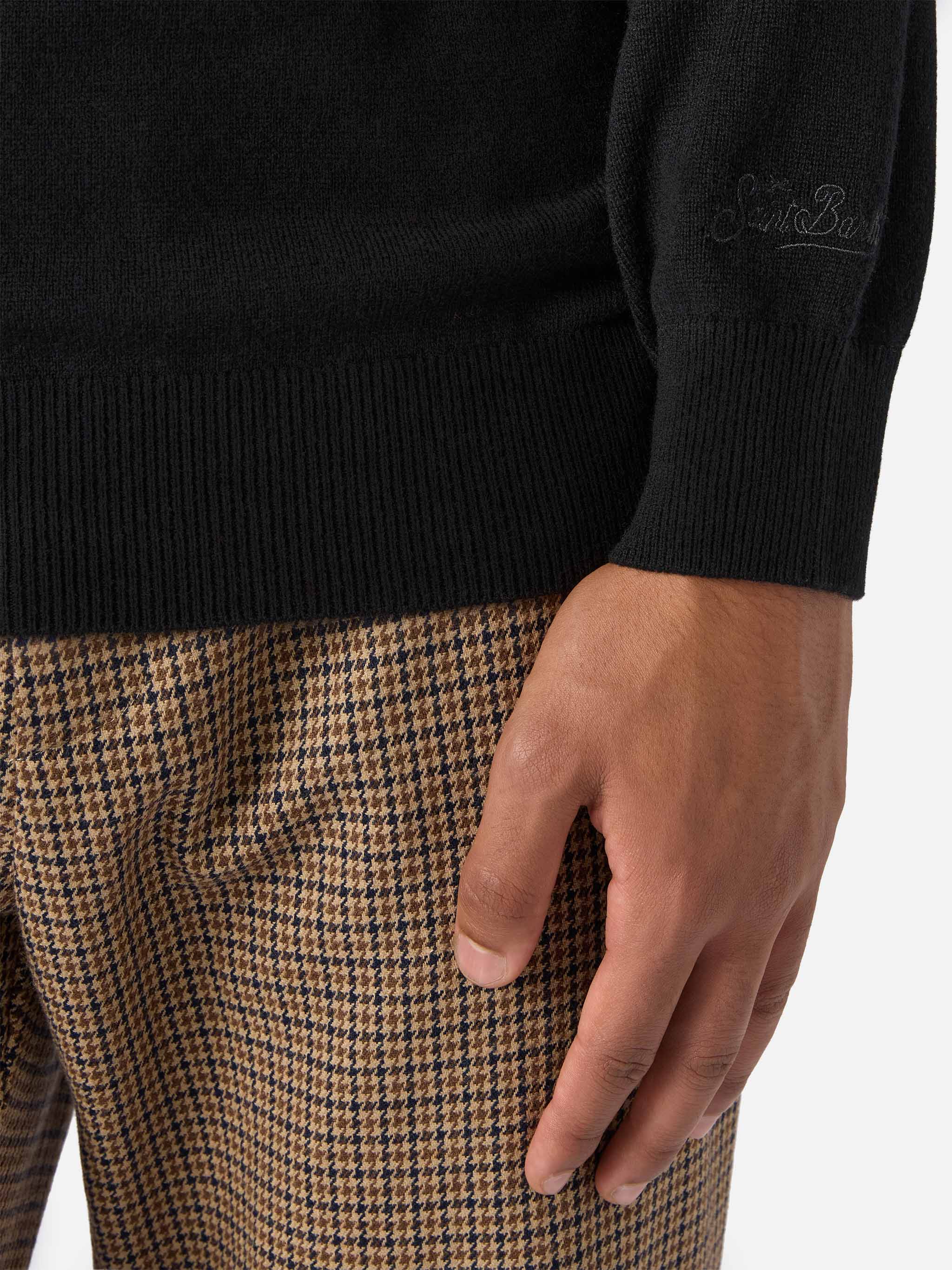 Turtleneck sweater Bond in black merino wool and cashmere - Image 4