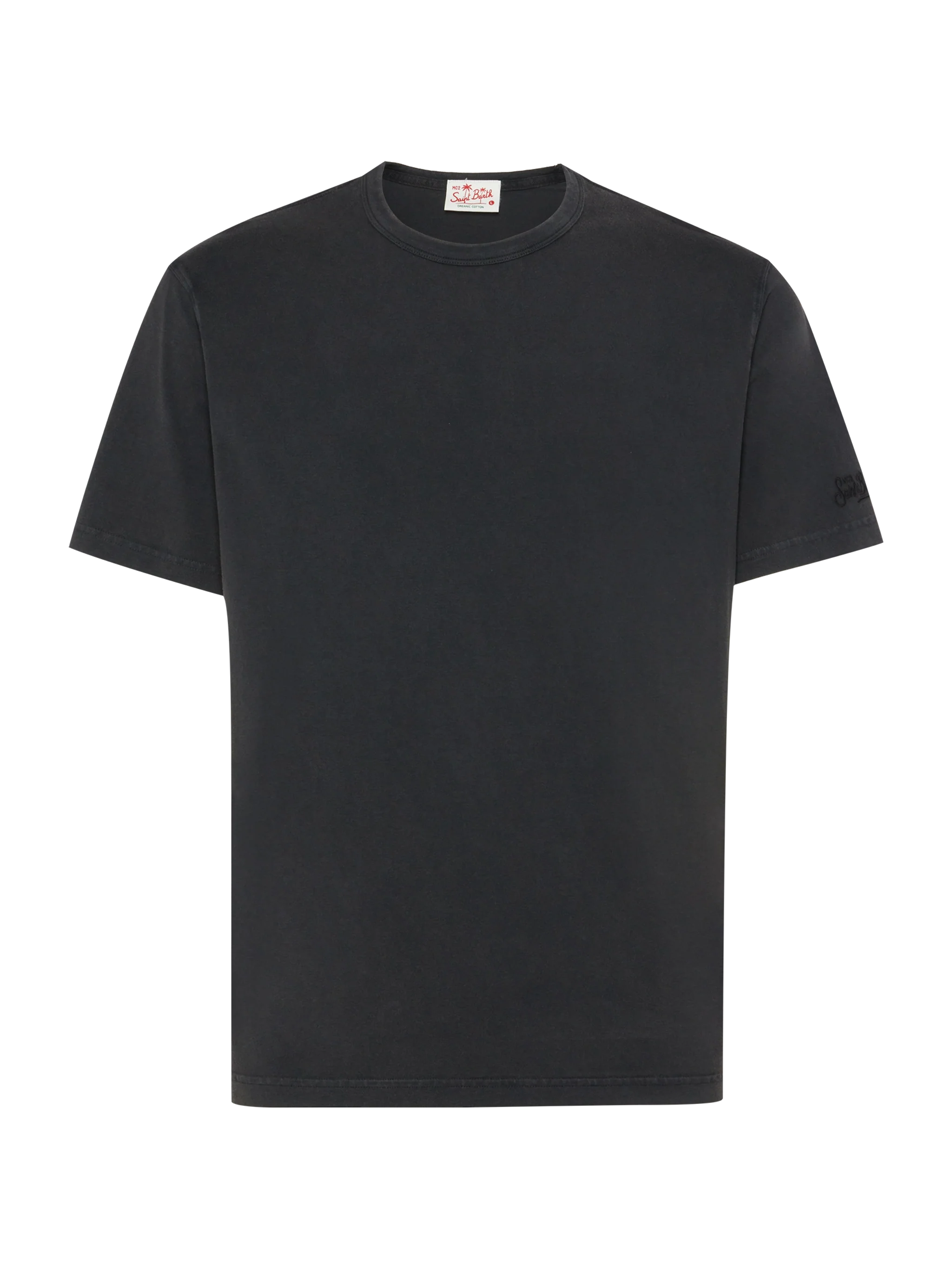 Black organic cotton jersey t-shirt Dover with St. Barth embroidery