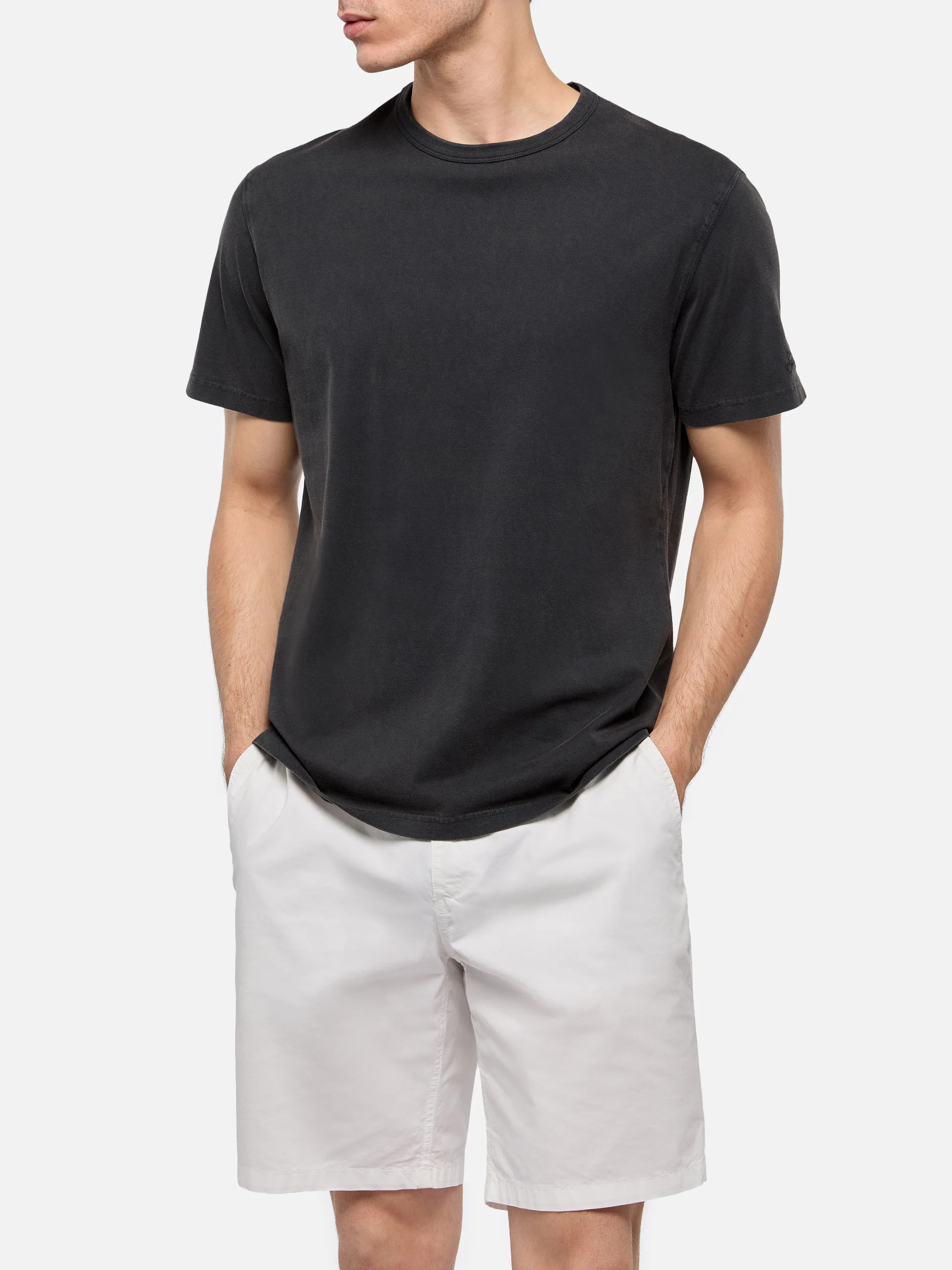 Black organic cotton jersey t-shirt Dover with St. Barth embroidery - Image 2
