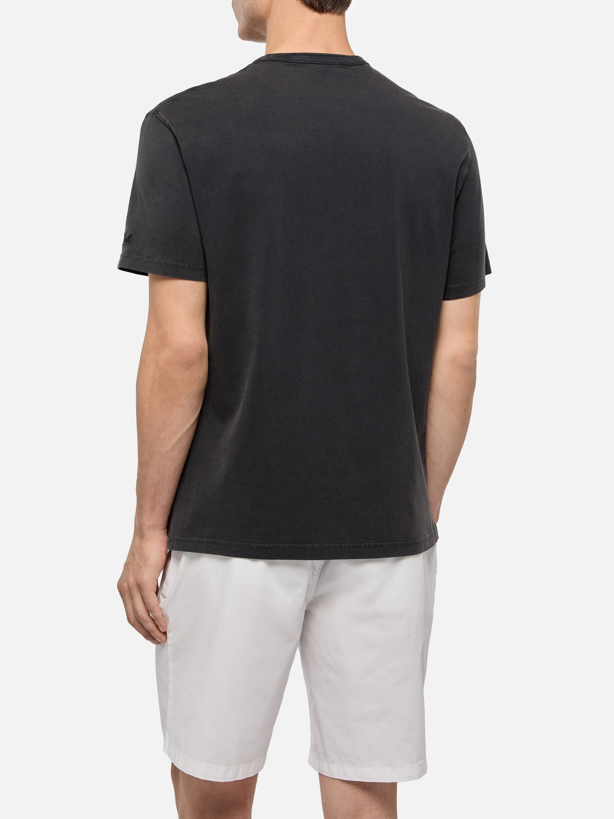 Black organic cotton jersey t-shirt Dover with St. Barth embroidery - Image 4