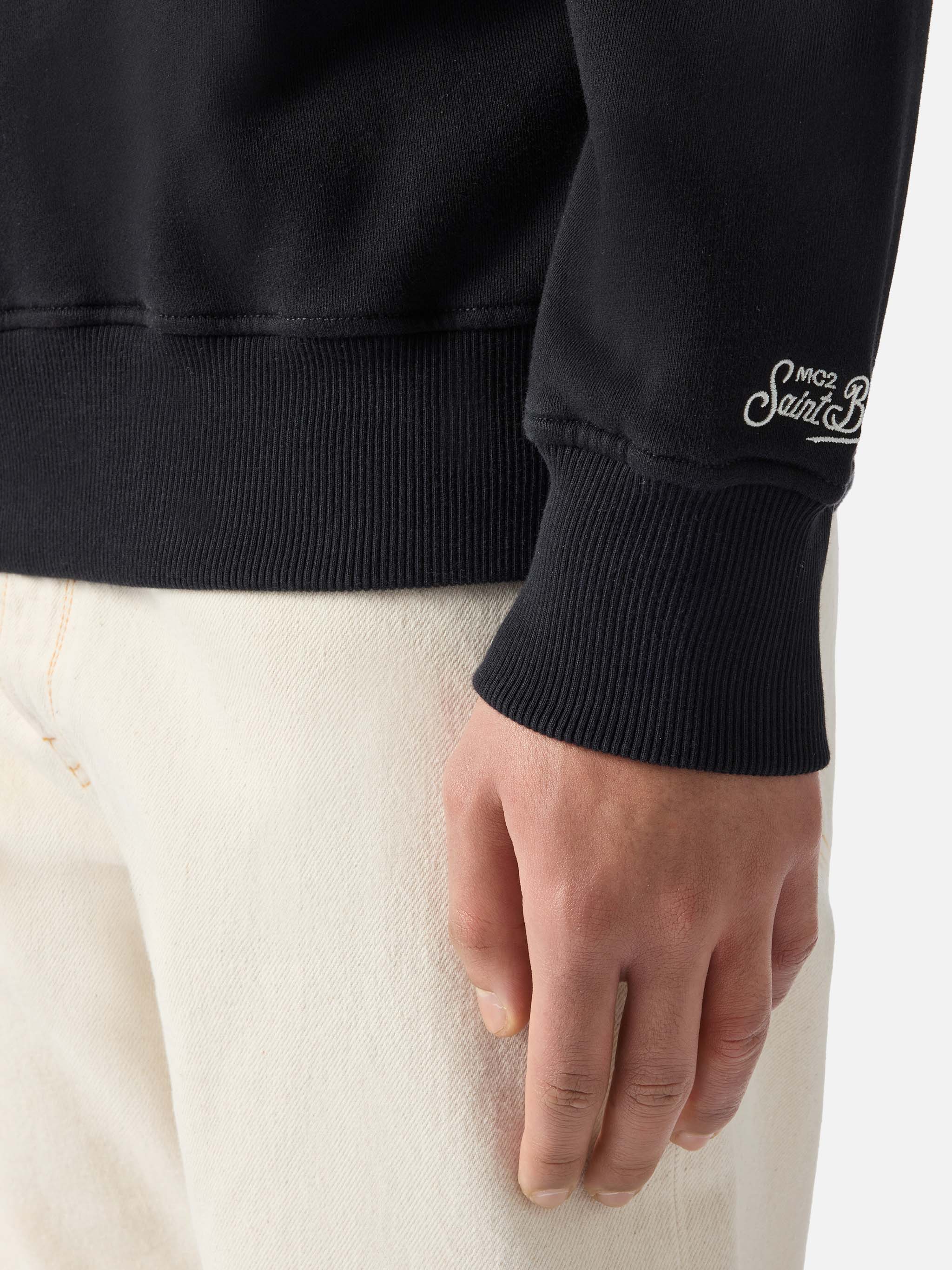 Black Ponza sweatshirt with Busy From Day To Night embroidery - Image 4
