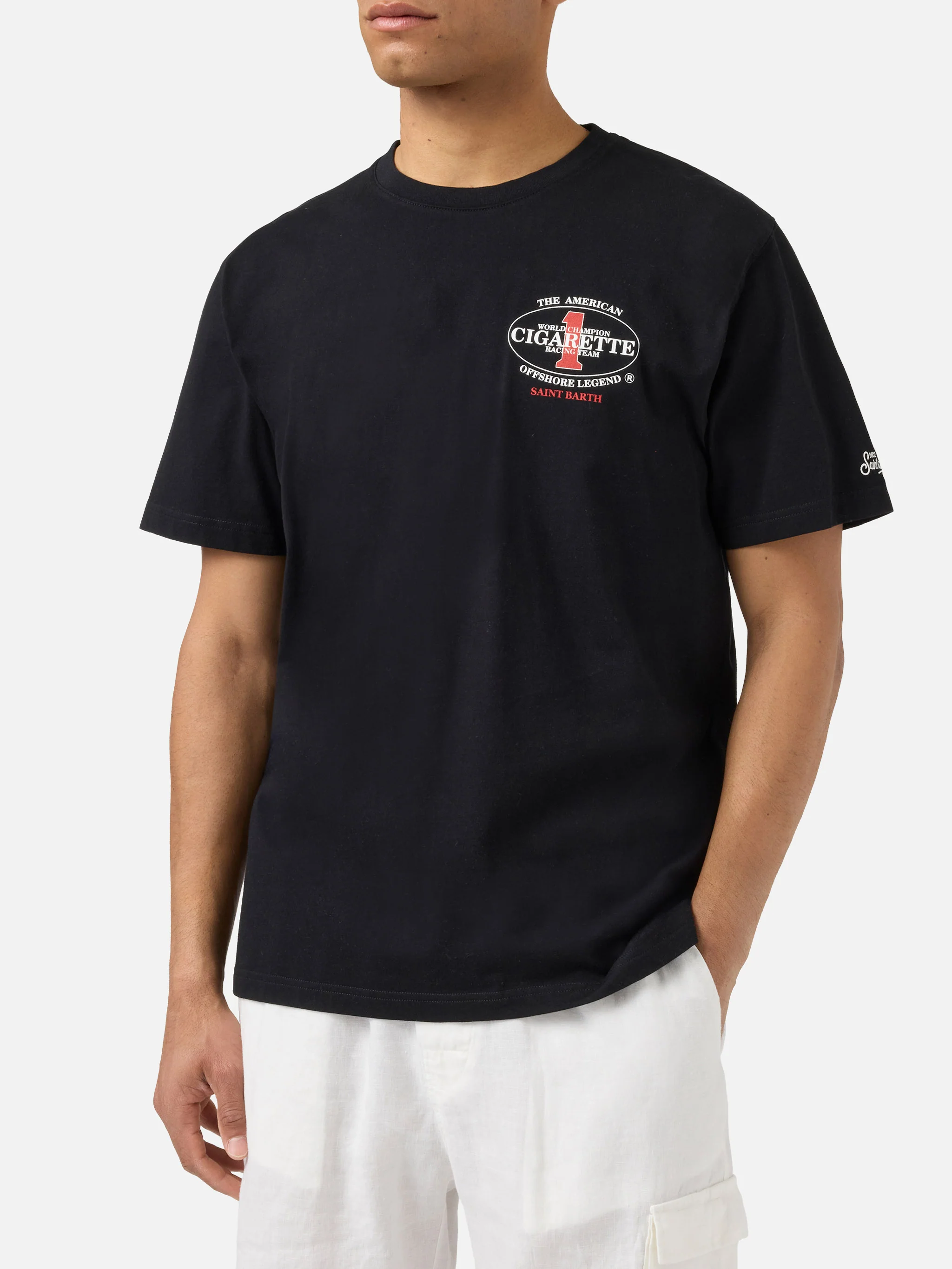 Black Portland t-shirt with Cigarette Racing print | Special Edition - Image 3