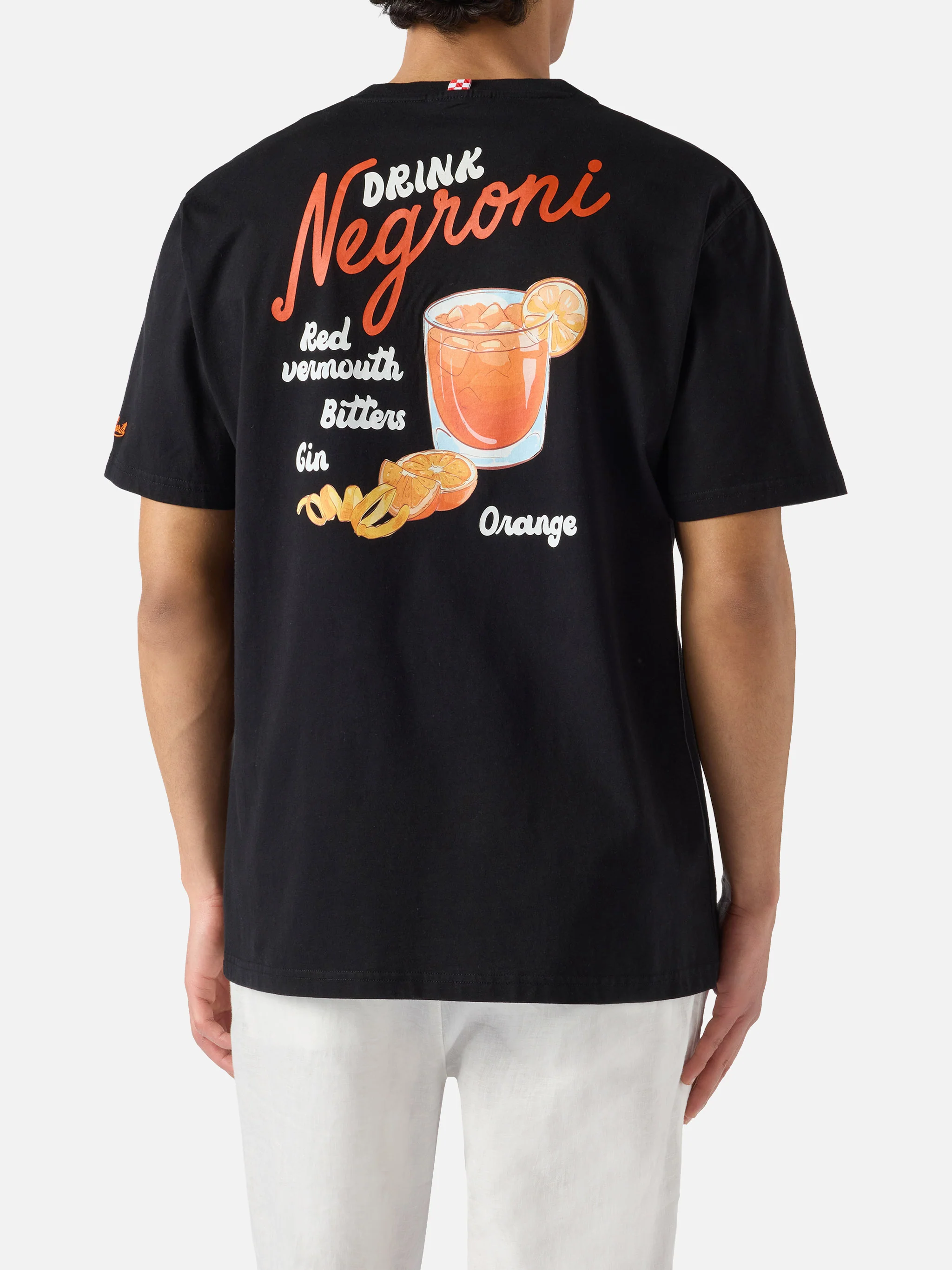 Black Portland t-shirt with Negroni Drink illustration - Image 4