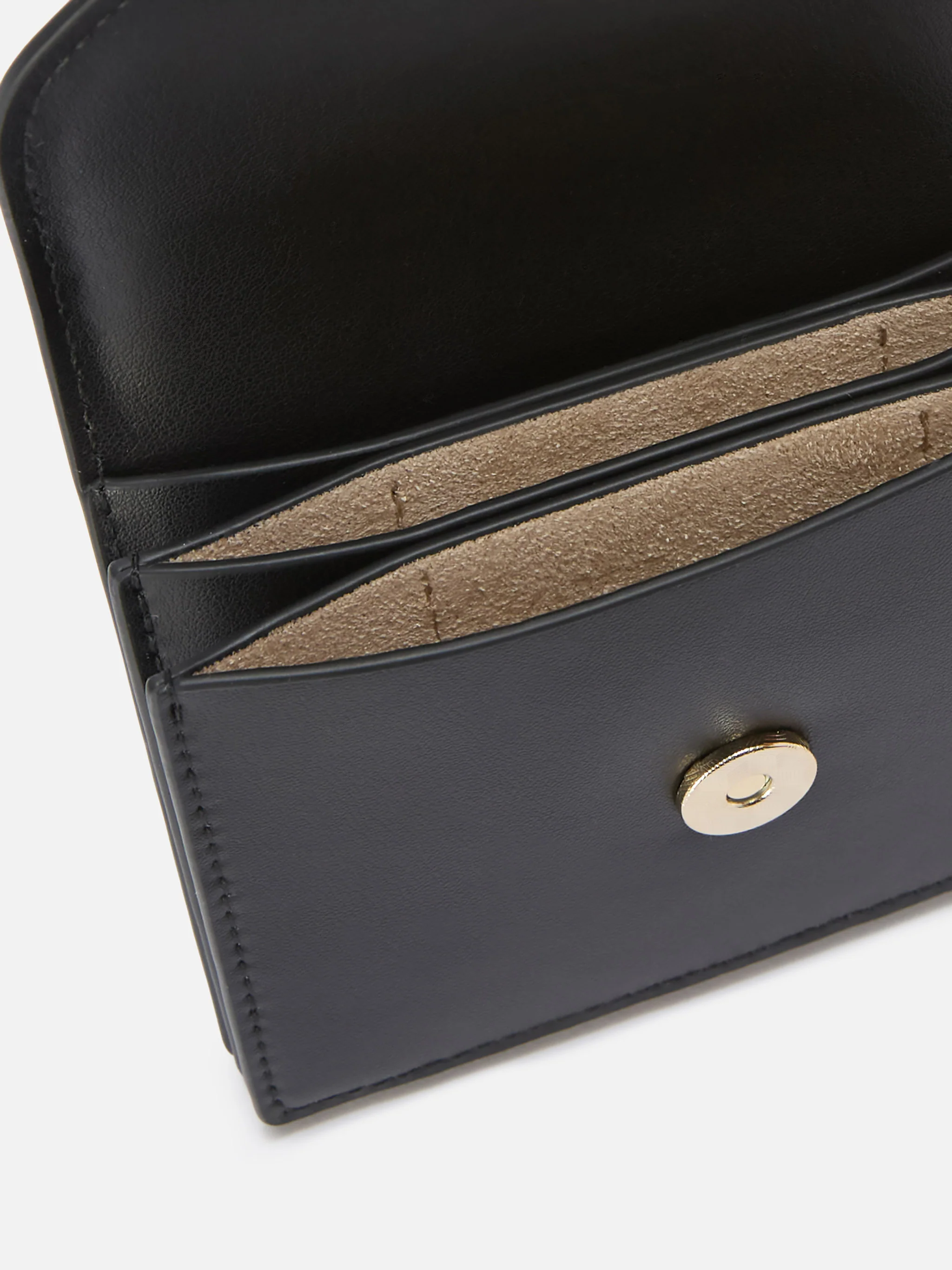 Black smooth leather card holder with metal logo - Image 2
