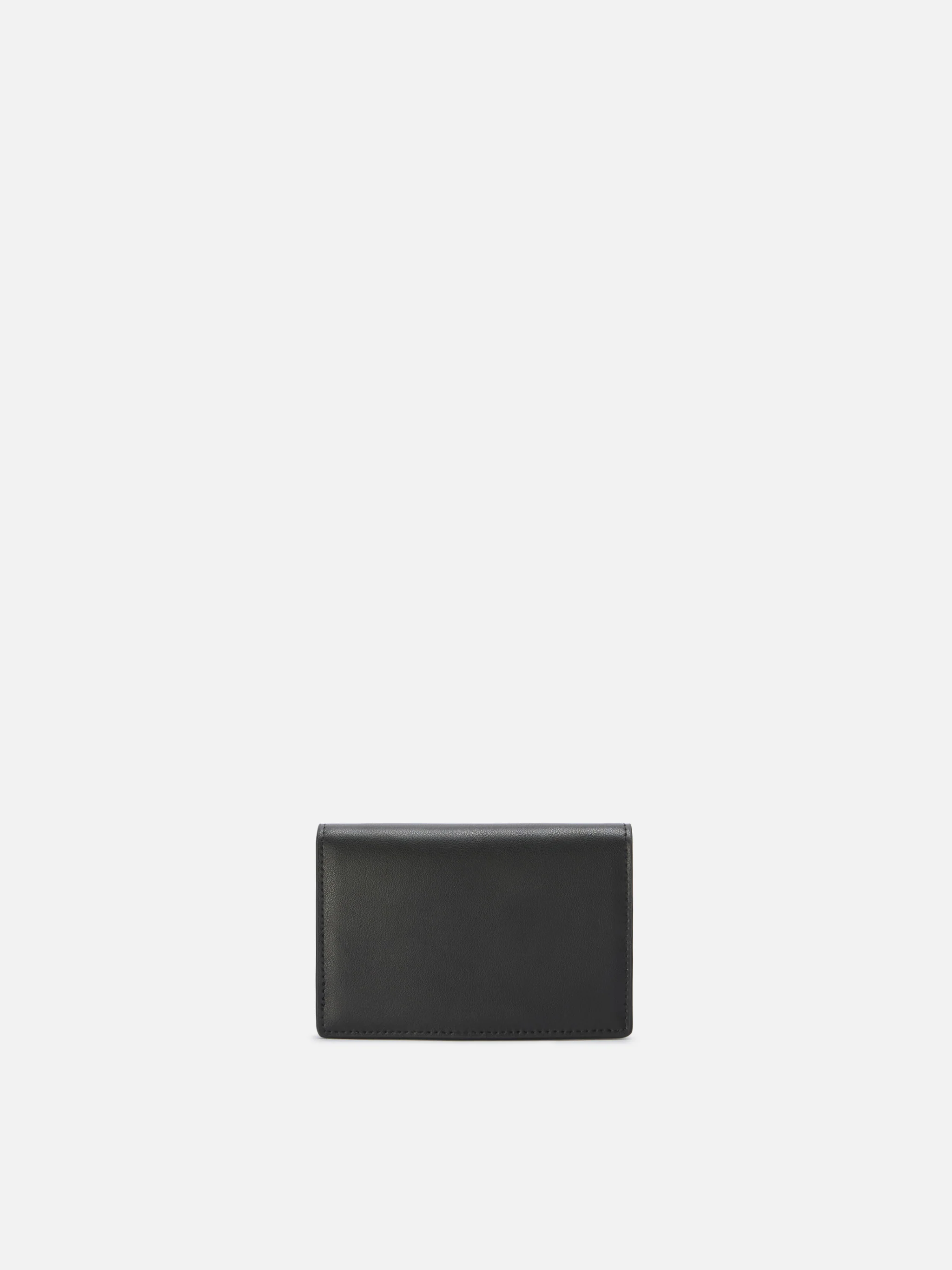 Black smooth leather card holder with metal logo - Image 3