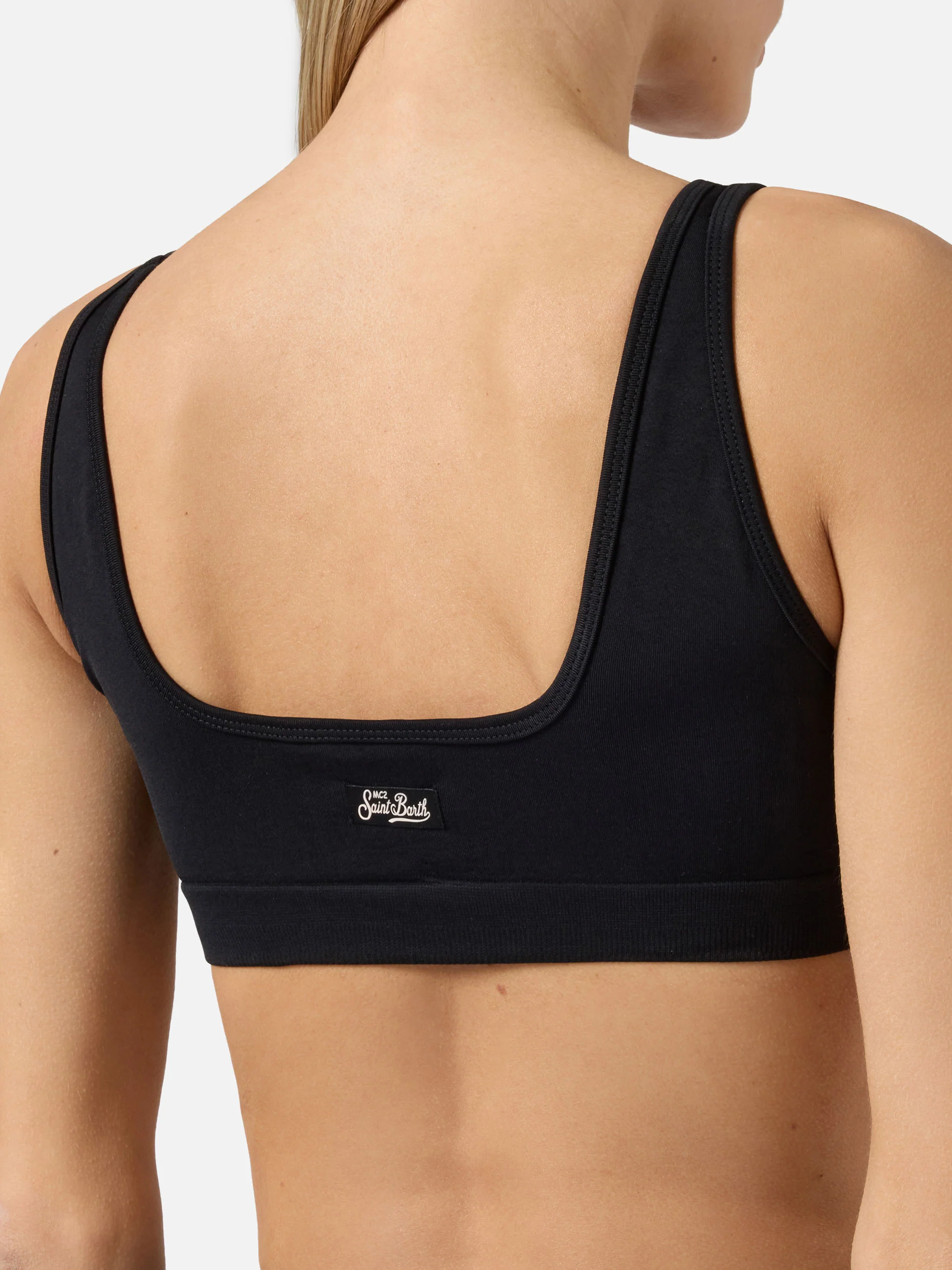 Black stretch technical fabric Fify sports top - Image 3