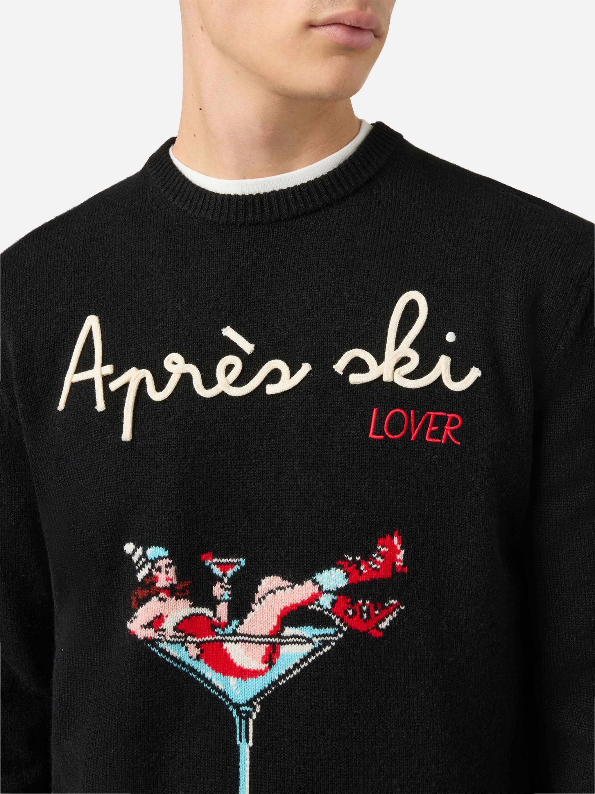 Black sweater Heron with Apres ski lover embroidery - Image 2