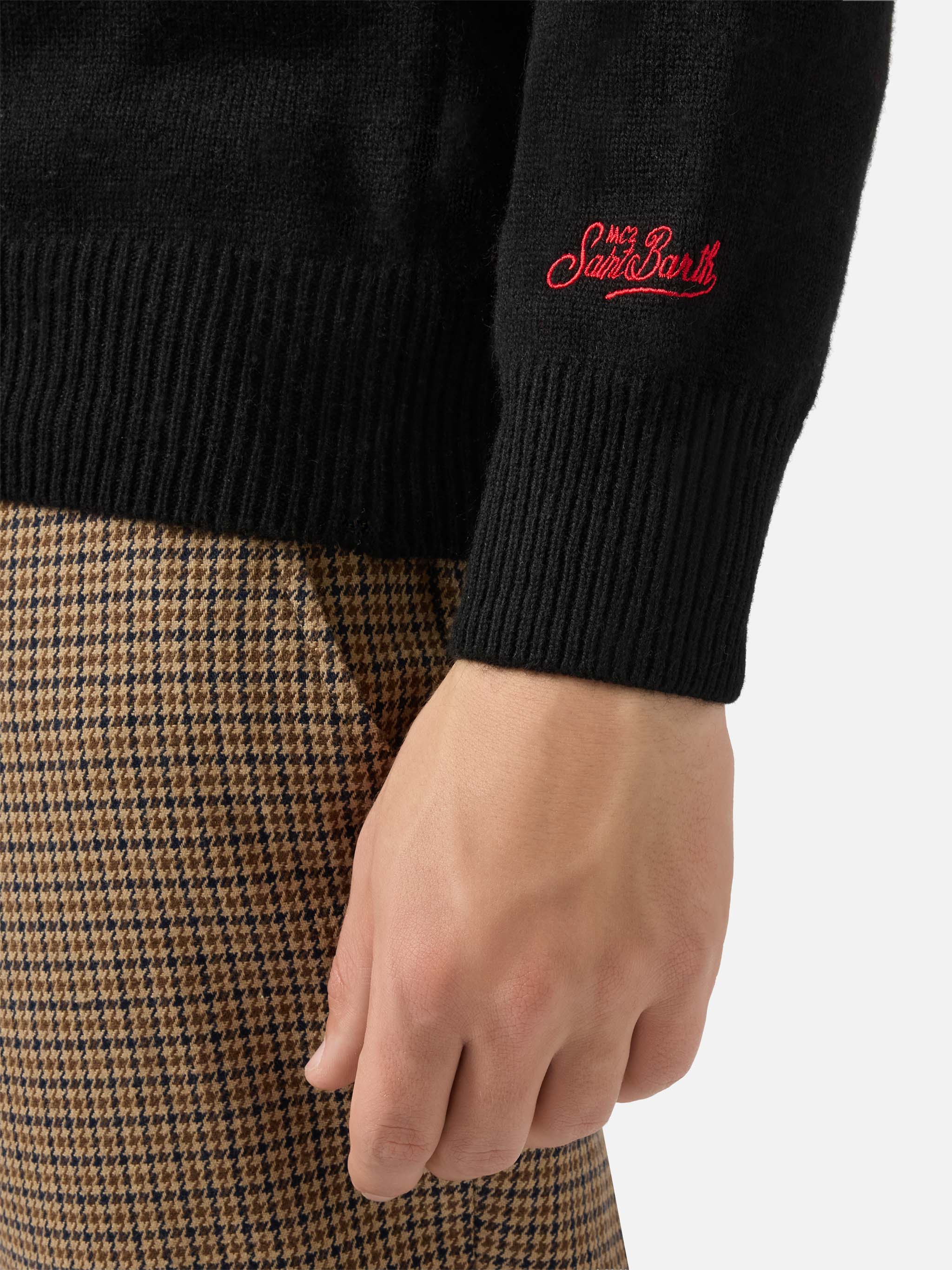Black sweater Heron with Apres ski lover embroidery - Image 4