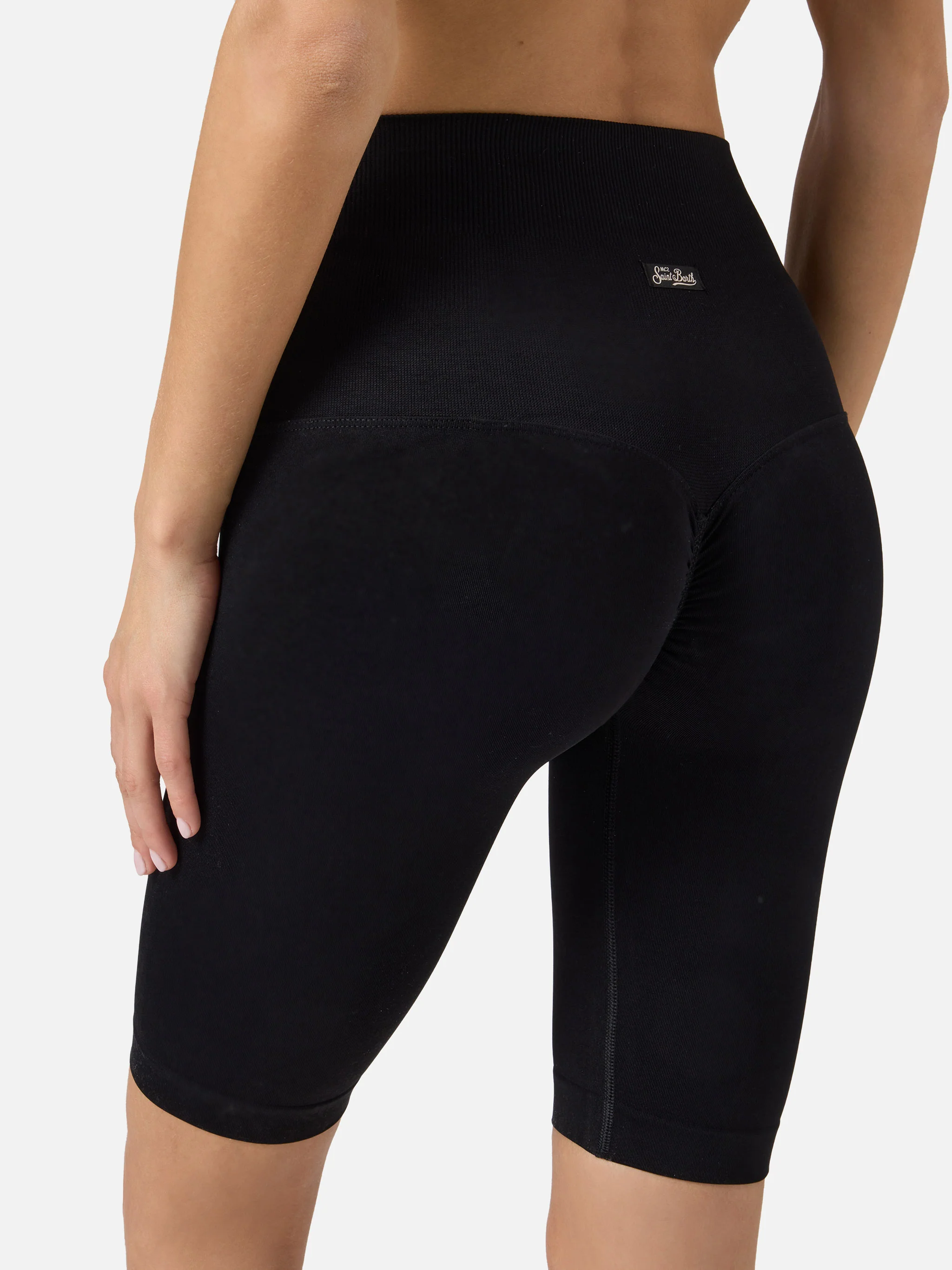 Black Vega technical fabric biker leggings - Image 4