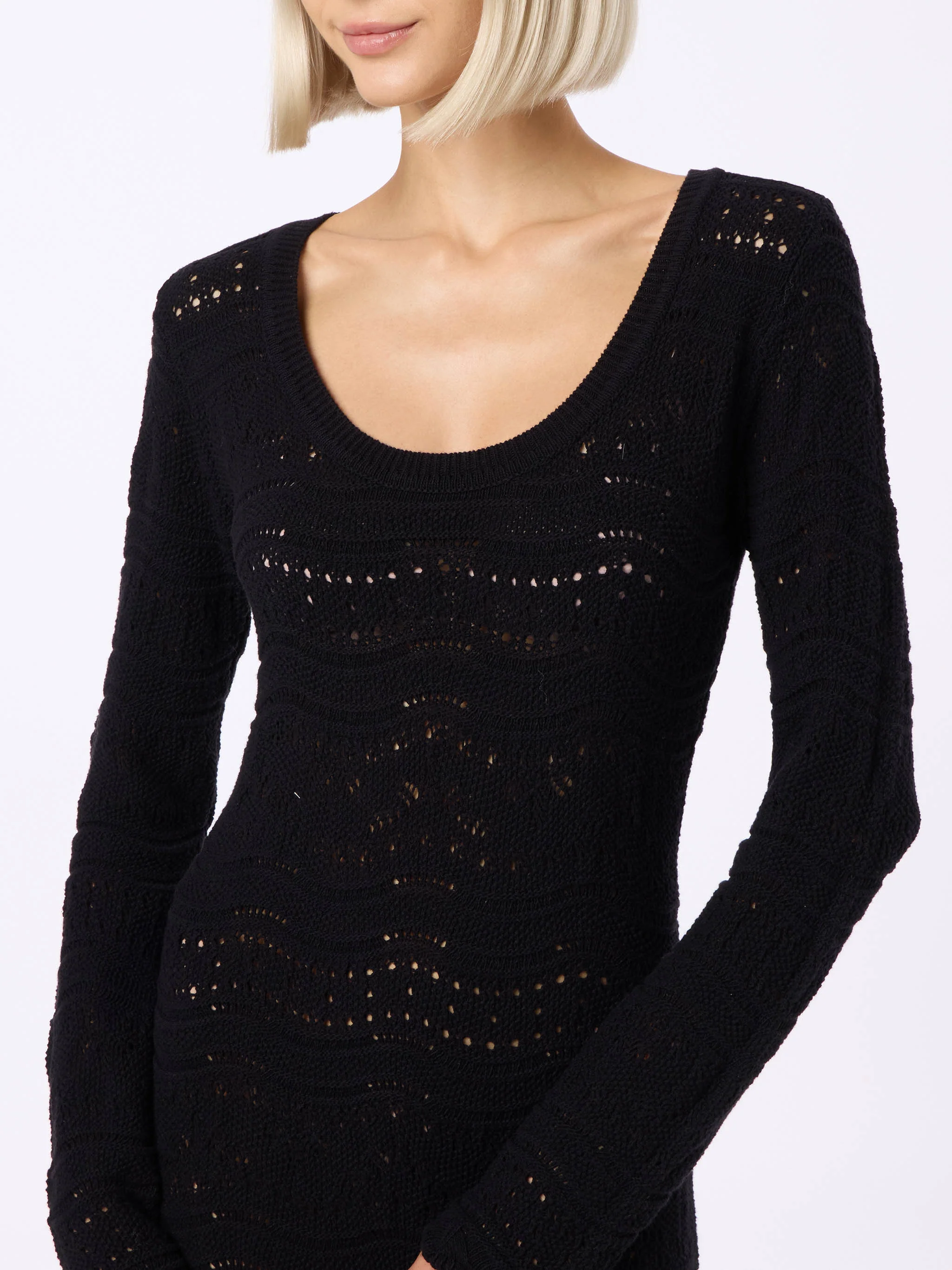 Belly black textured cotton midi dress - Image 3