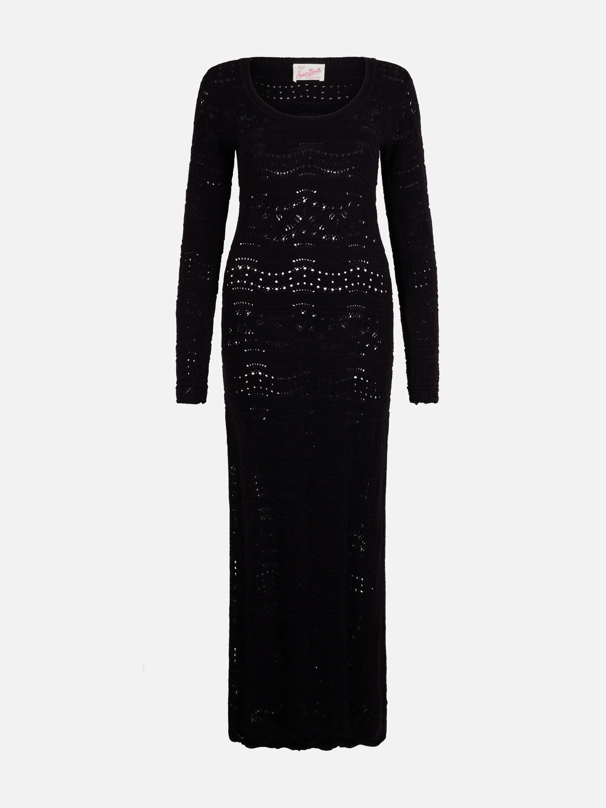 Belly black textured cotton midi dress - Image 4