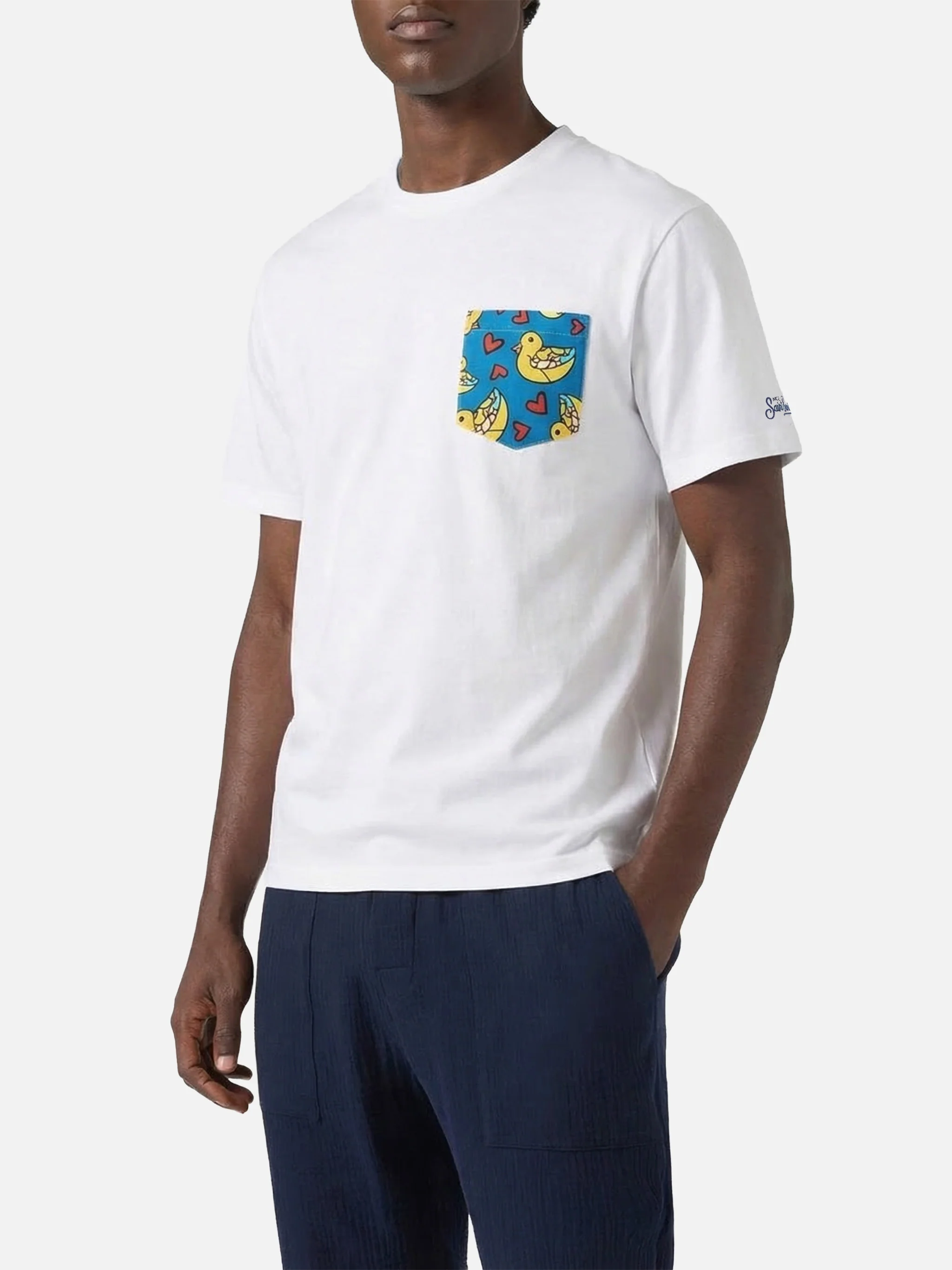 Blanche cotton t-shirt with Britto printed pocket | ©BRITTO SPECIAL EDITION - Image 2
