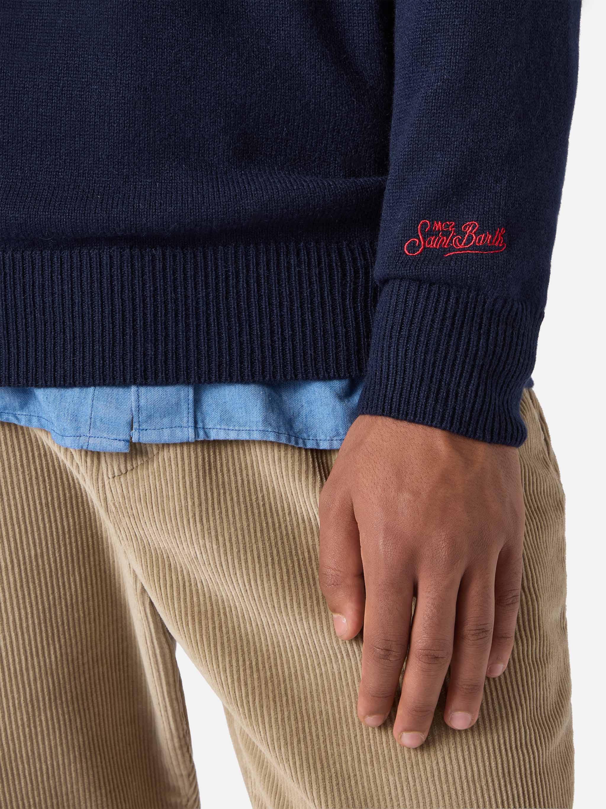 Blended cashmere sweater Heron with Posta Cortina embroidery - Image 4