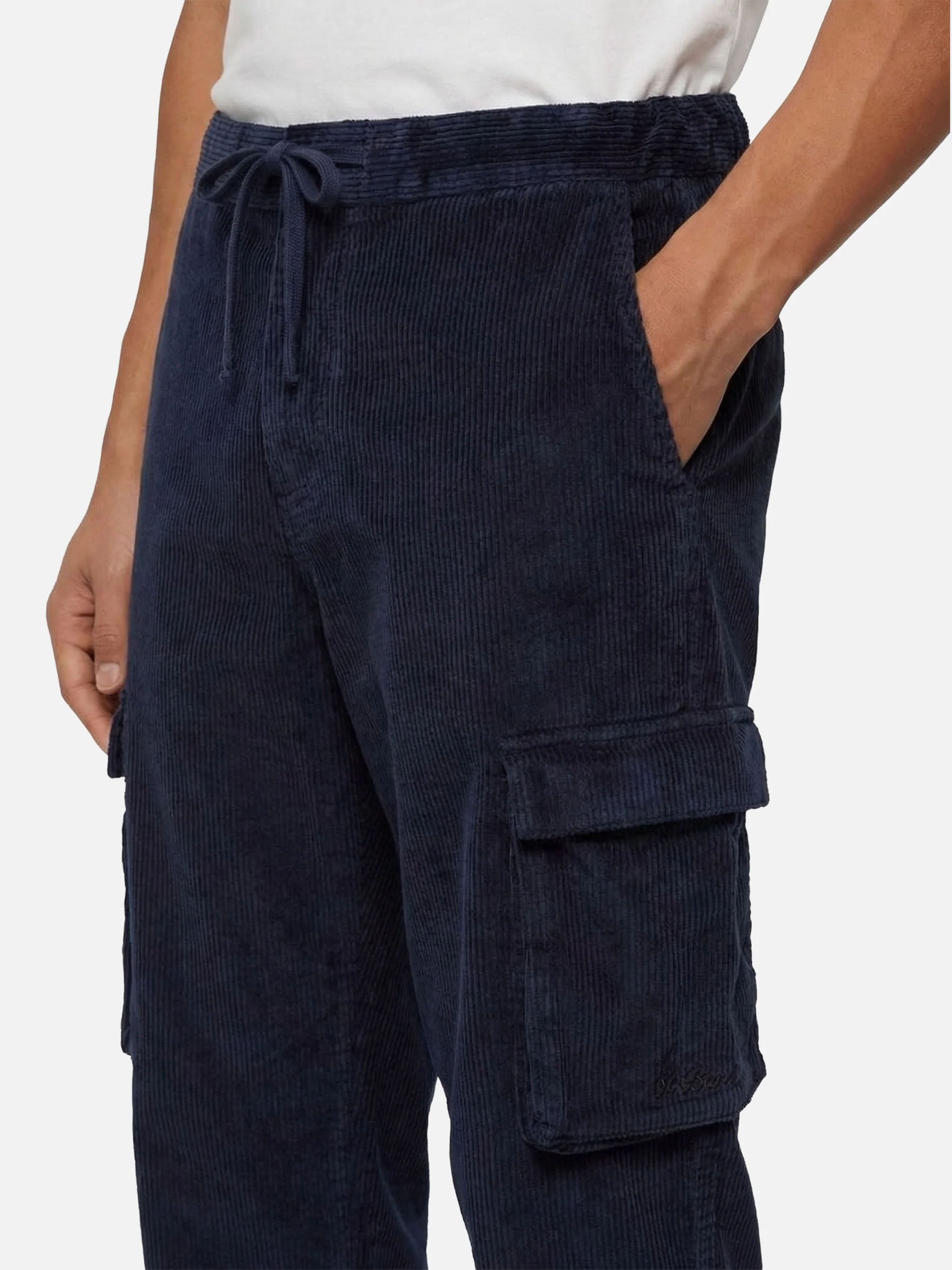 Blu Navy corduroy cargo pants Goldeck - Image 2