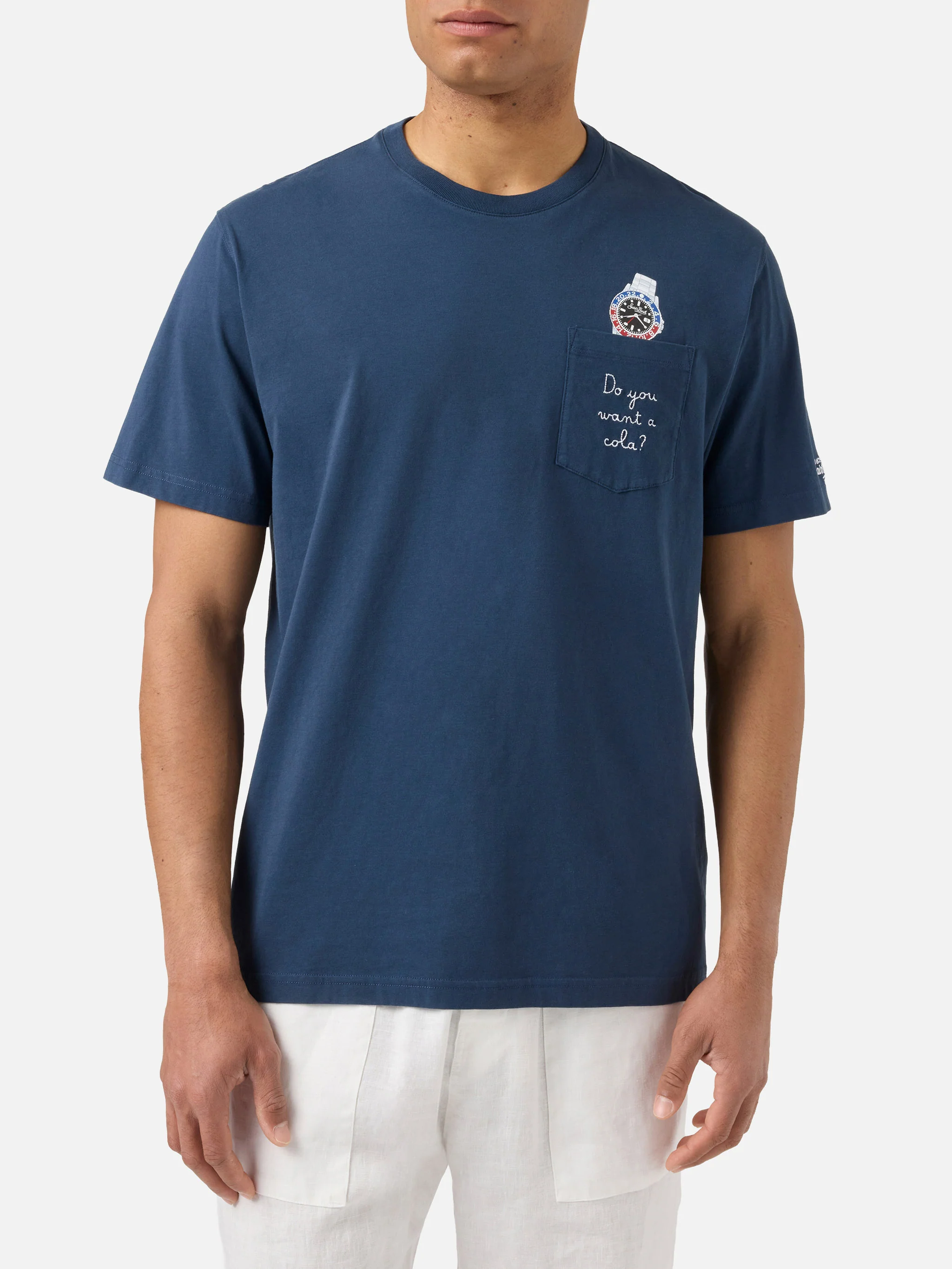 Blue Austin t-shirt with watch and Do You Want A Cola? embroidery - Image 3