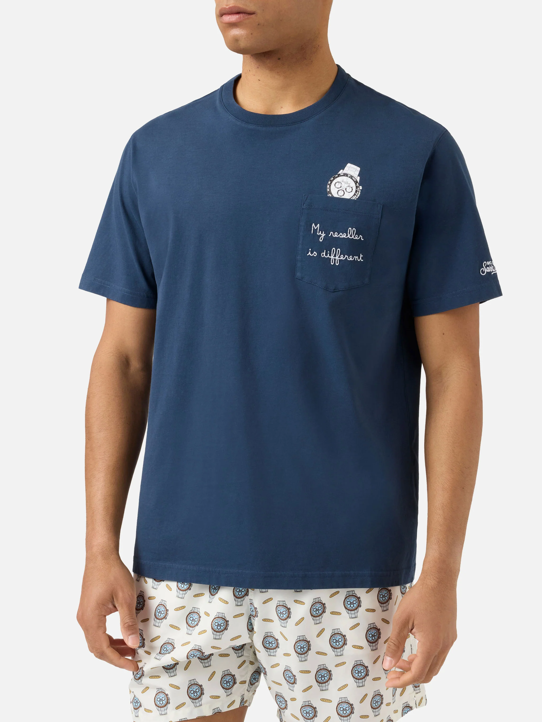 Blue Austin t-shirt with watch and My Reseller Is Different embroidery - Image 3