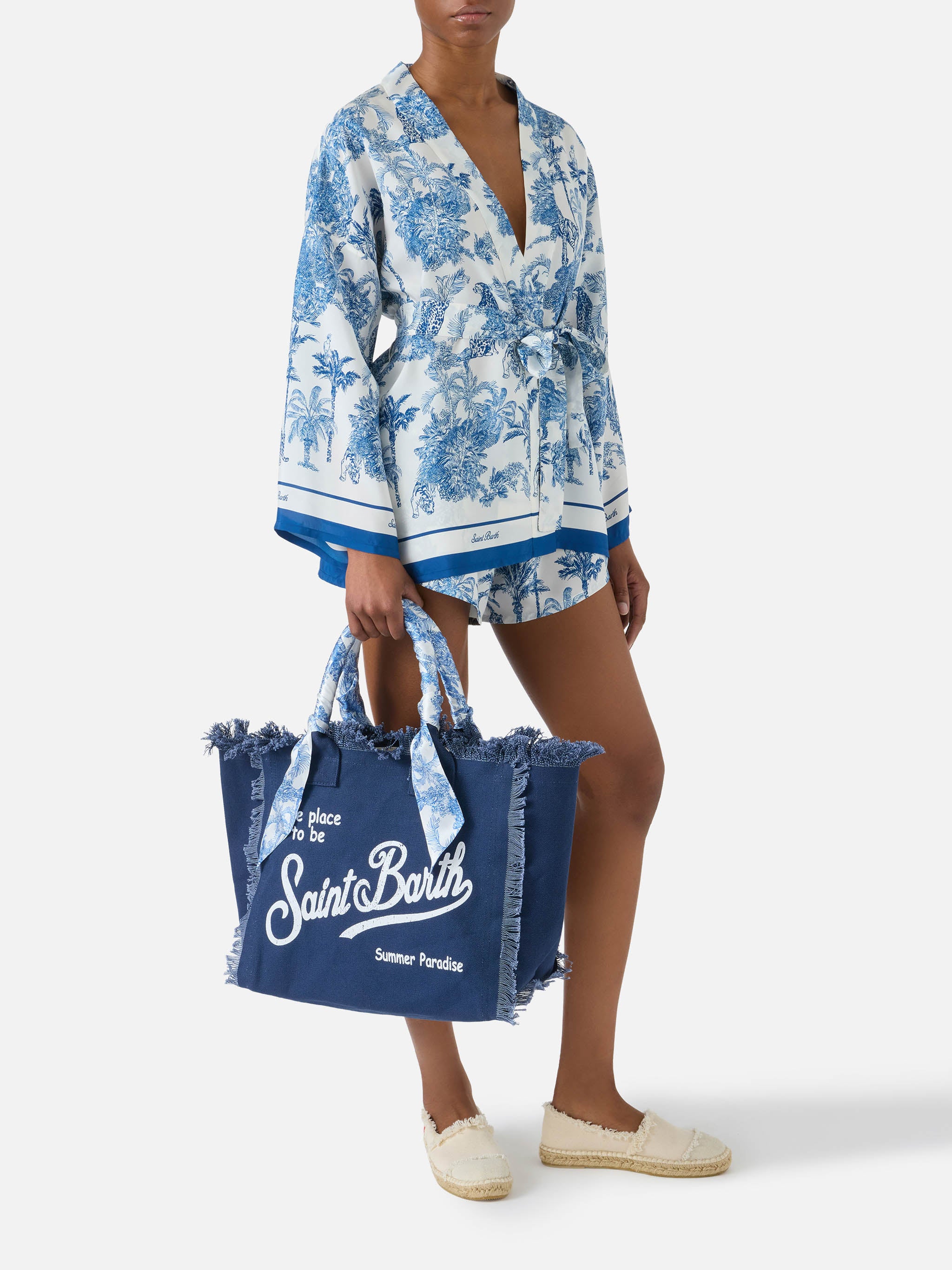 Blue Canvas Vanity regular bag with removable twill - Image 2