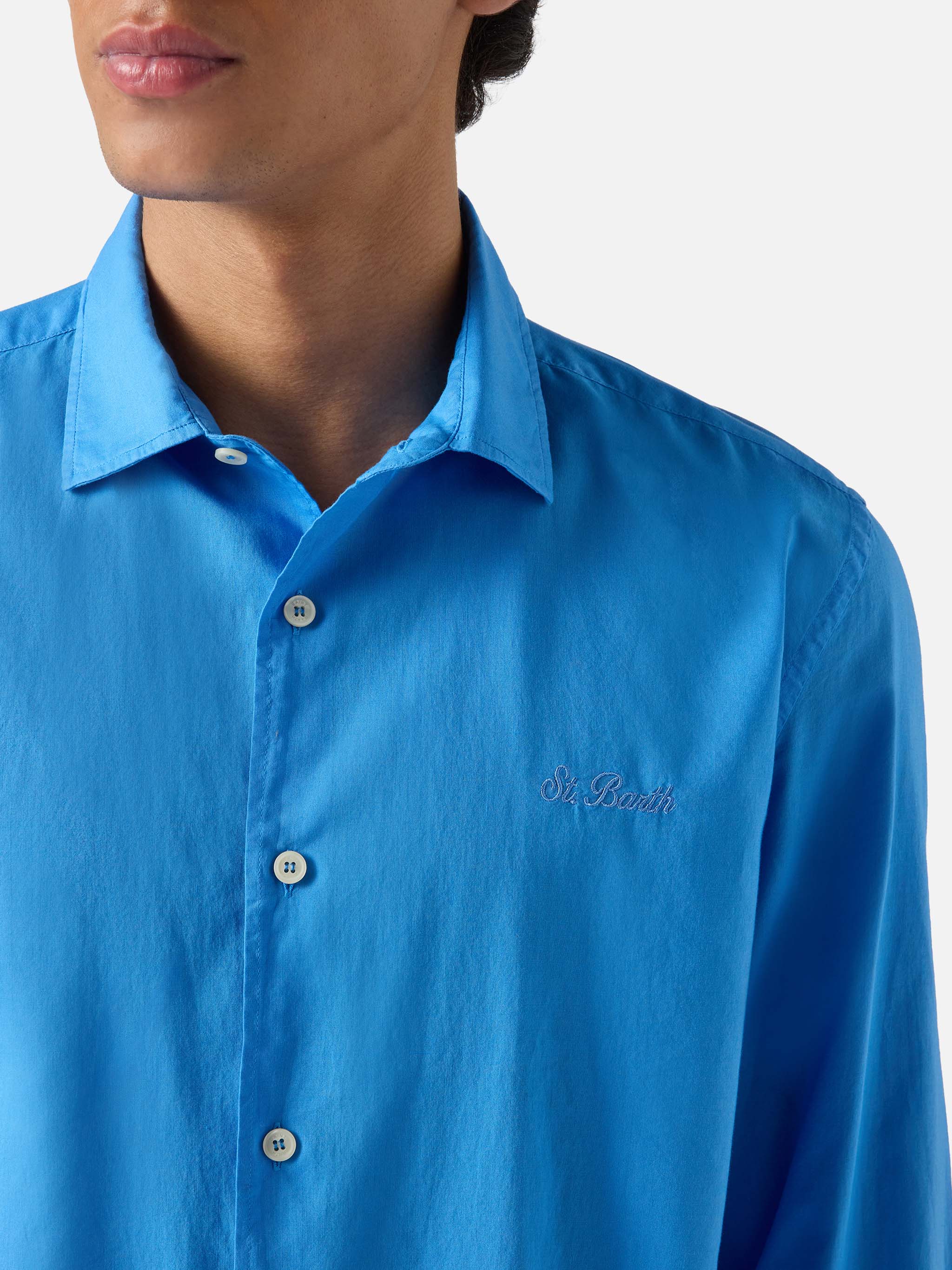 Blue Chemise Ice shirt in pure cotton voile - Image 2