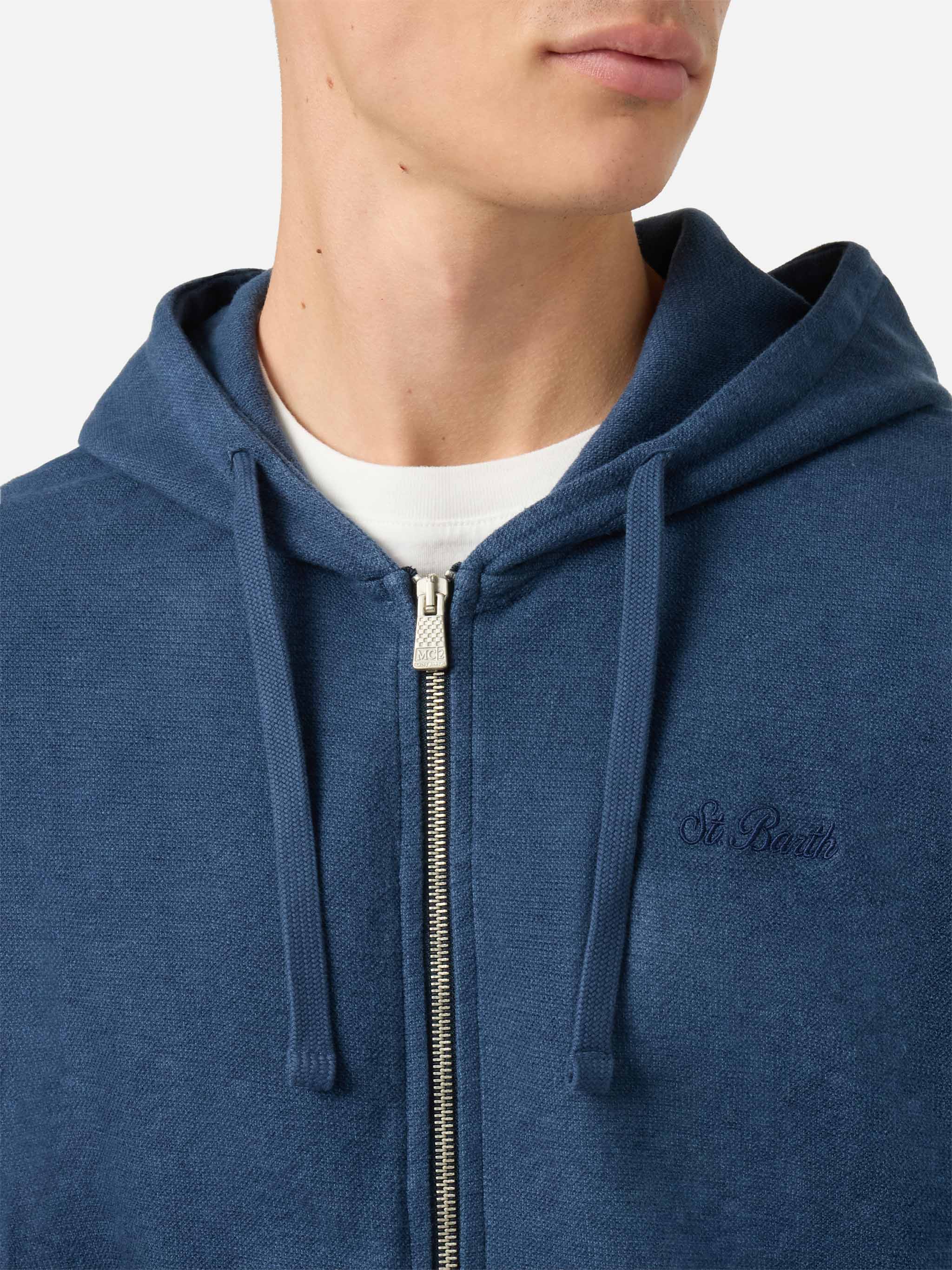 Blue cotton zipped hoodie Barrett - Image 2