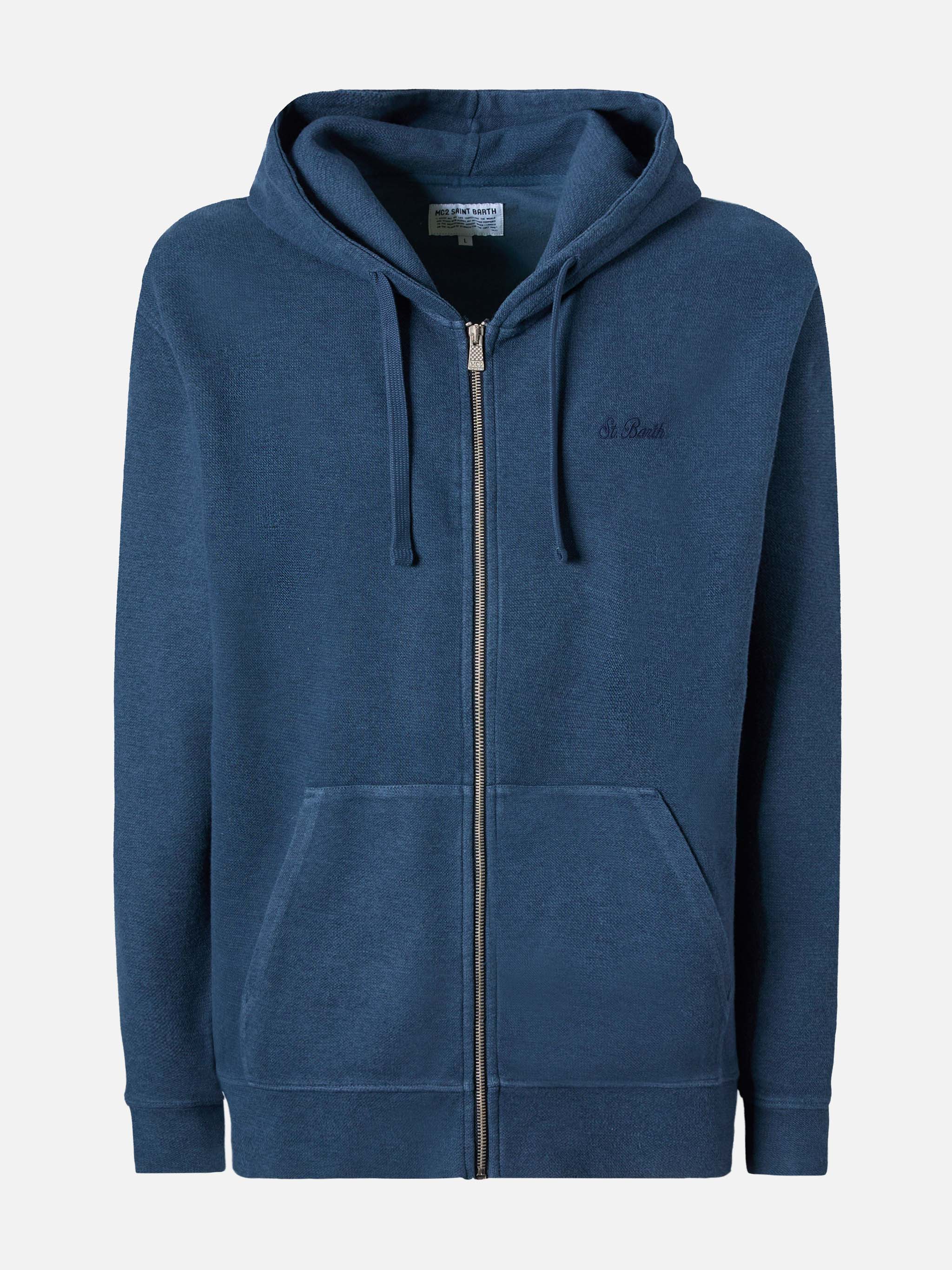 Blue cotton zipped hoodie Barrett - Image 5