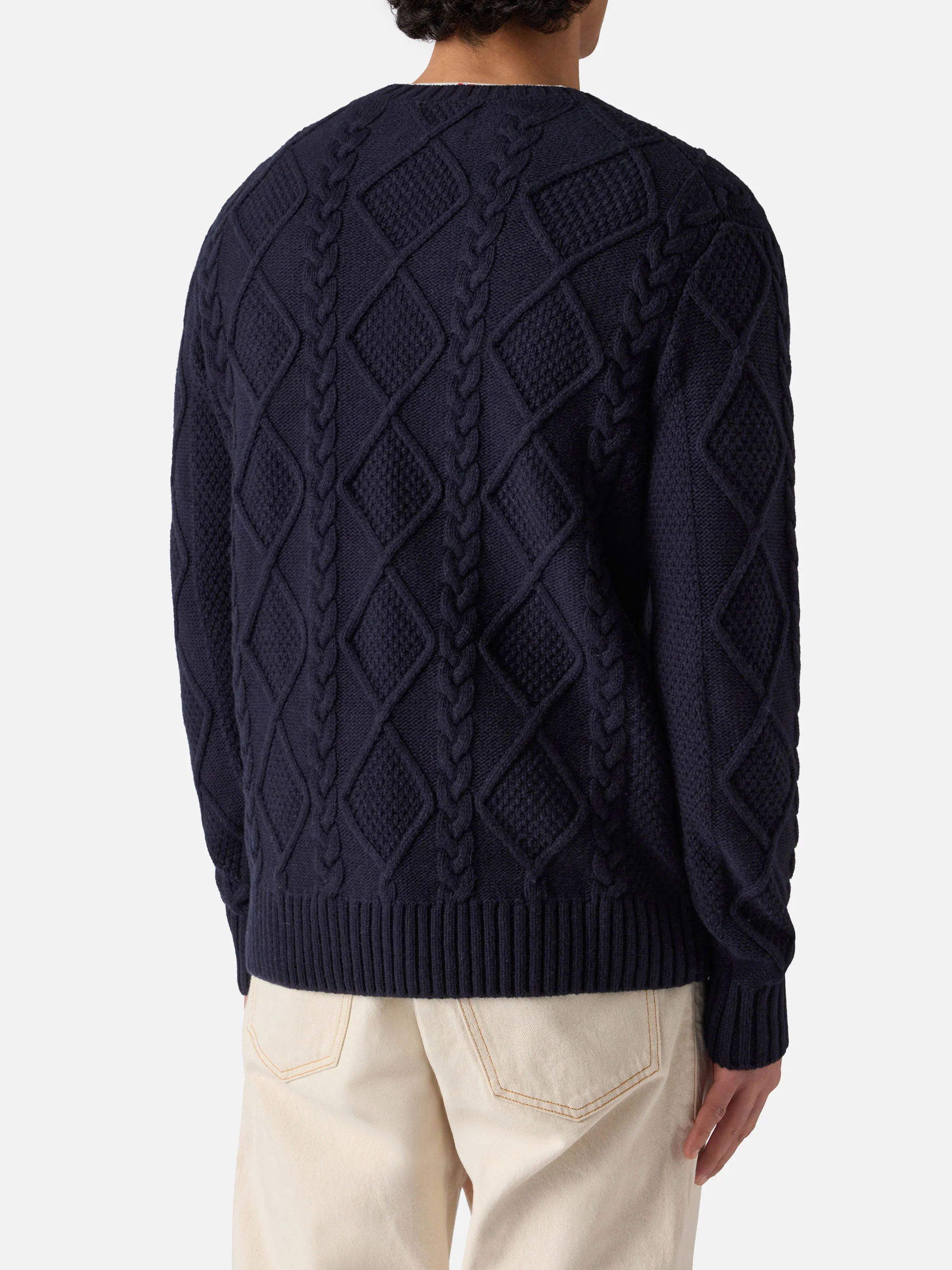 Blue crewneck sweater Bergen Tricot with Cortina Natale '83 embroidery - Image 3