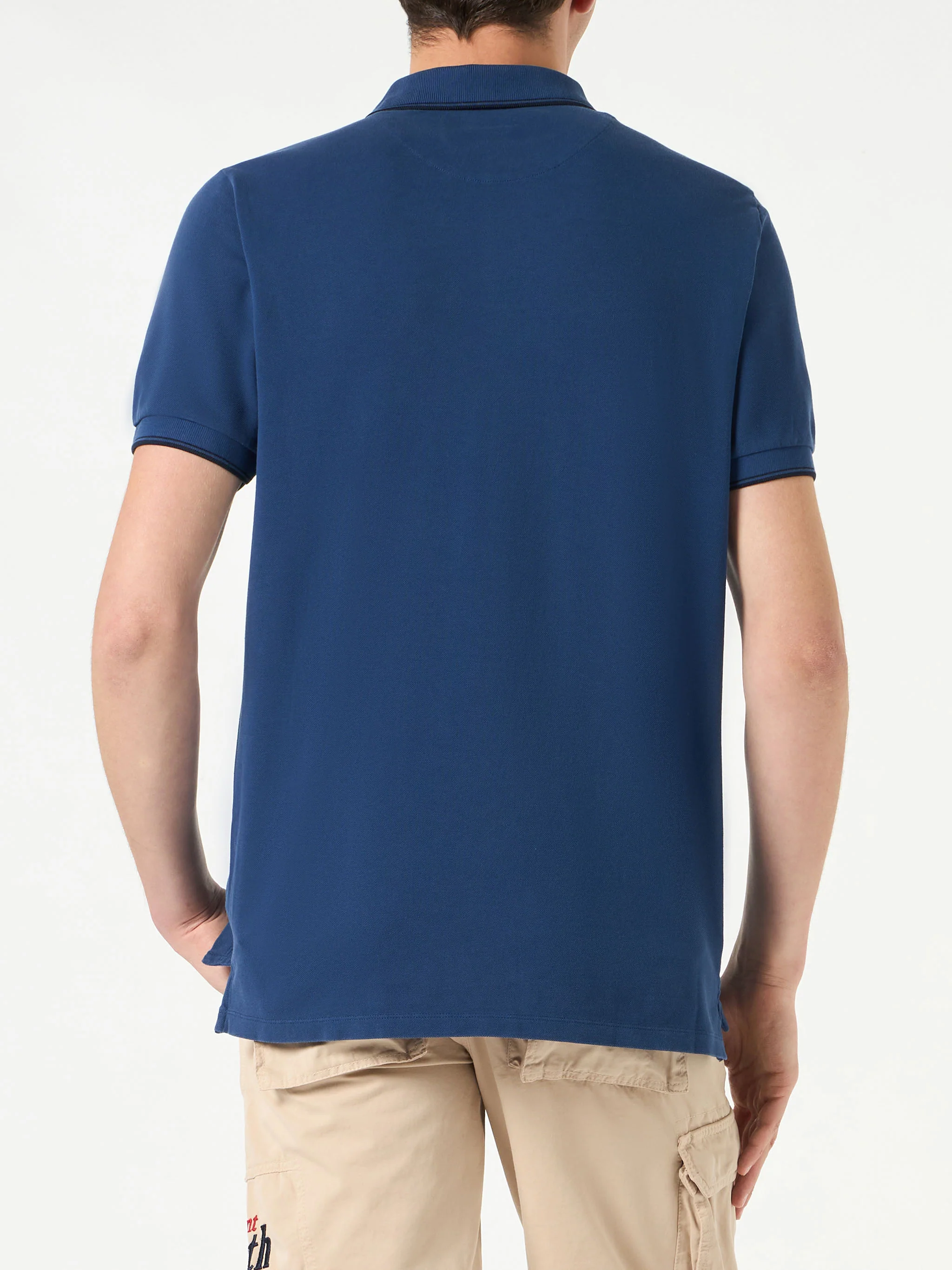 Blue denim piquet polo with St. Barth logo - Image 3