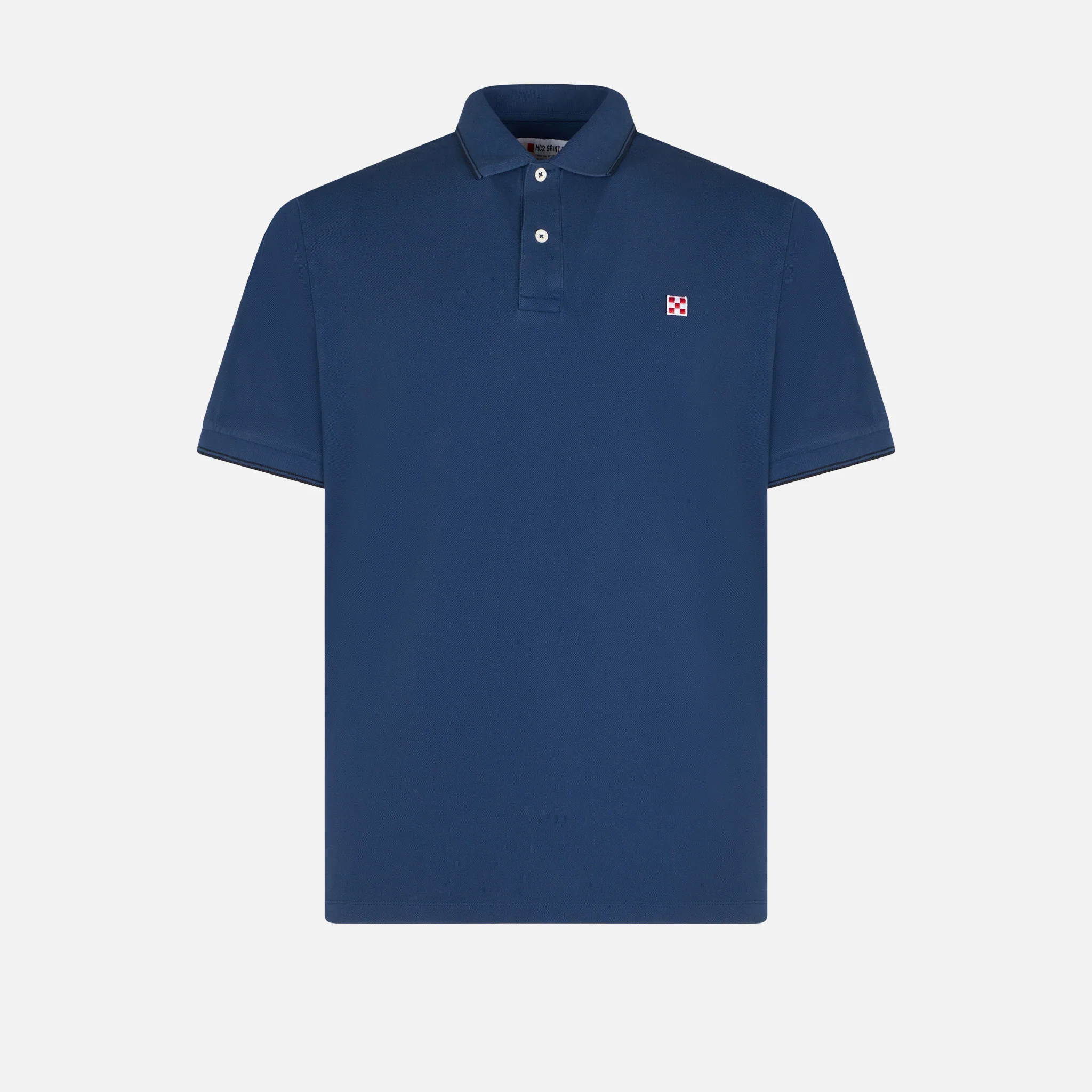 Blue denim piquet polo with St. Barth logo - Image 4