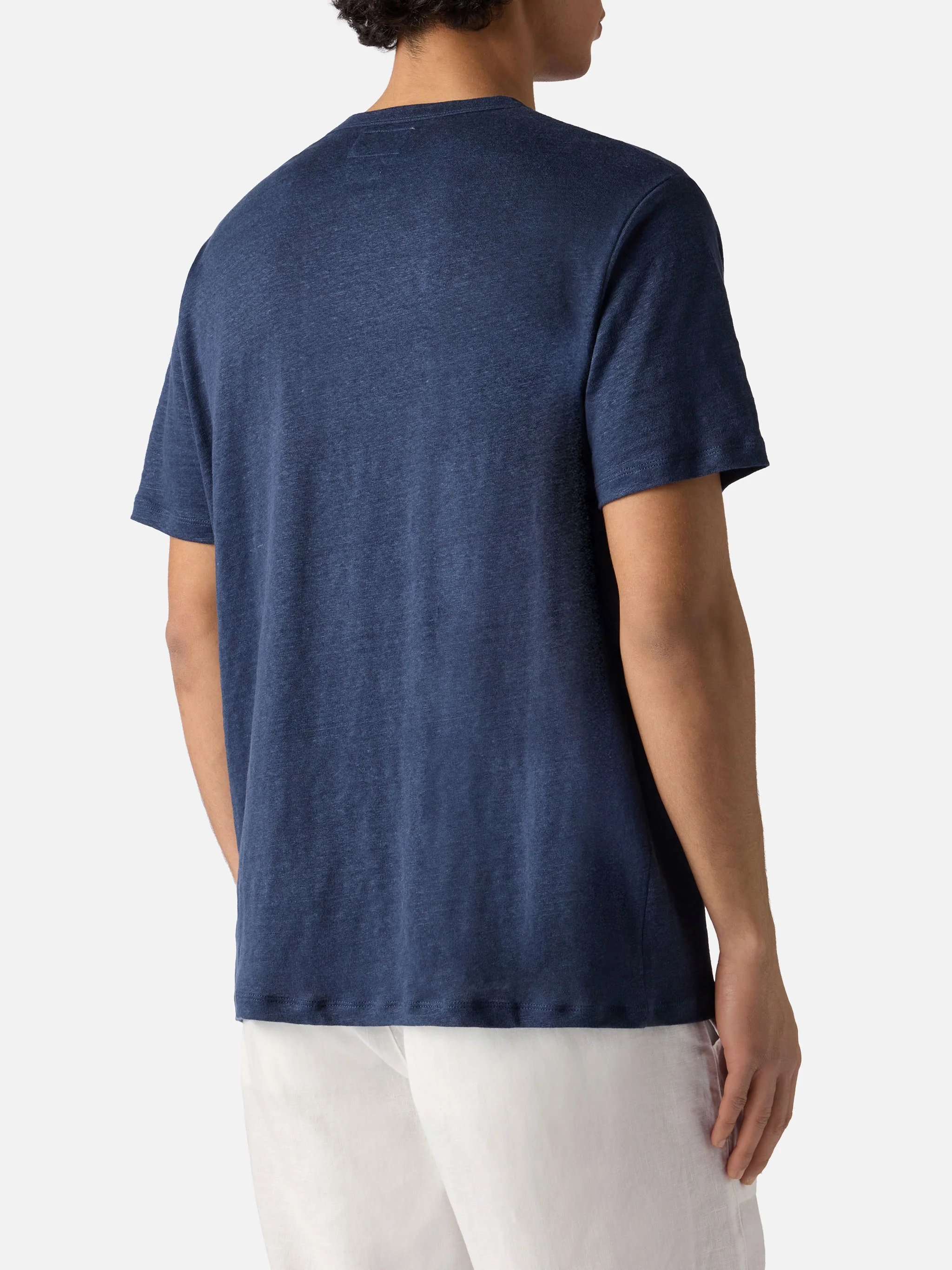 Blue Ecstasea pure linen t-shirt with logo embroidery - Image 4
