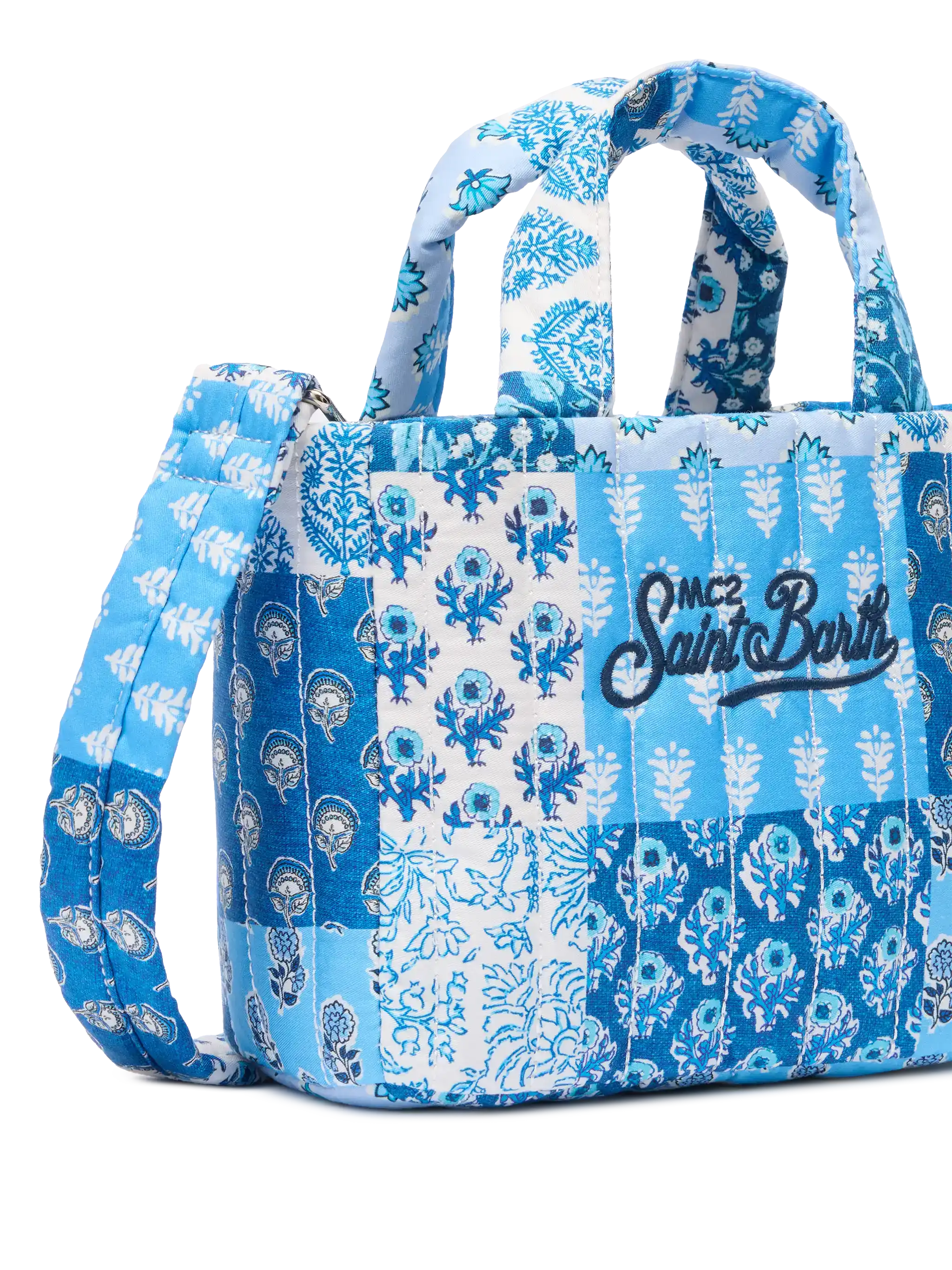 Blue flower quilted Soft Tote Mini bag - Image 3