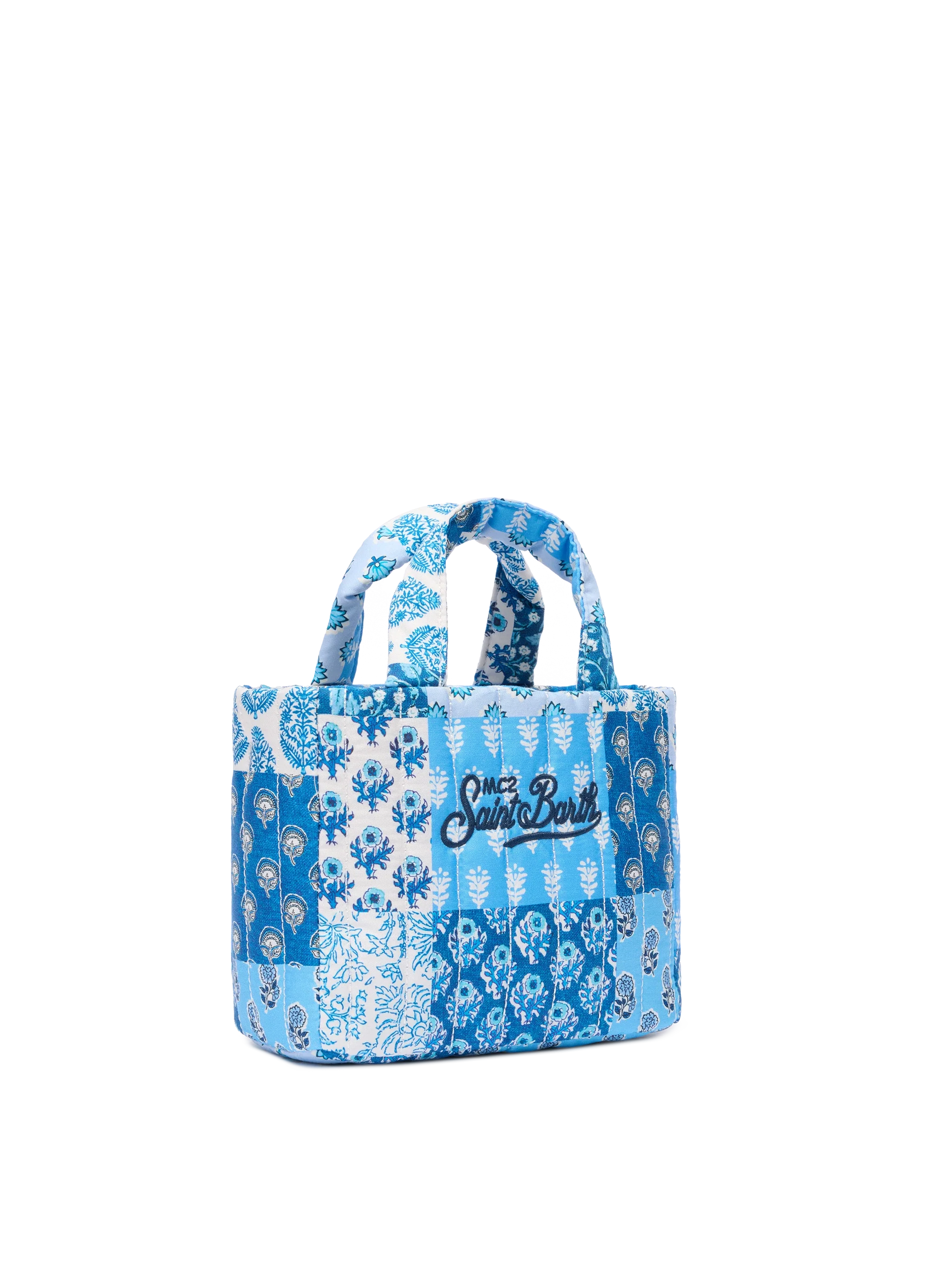 Blue flower quilted Soft Tote Mini bag - Image 4
