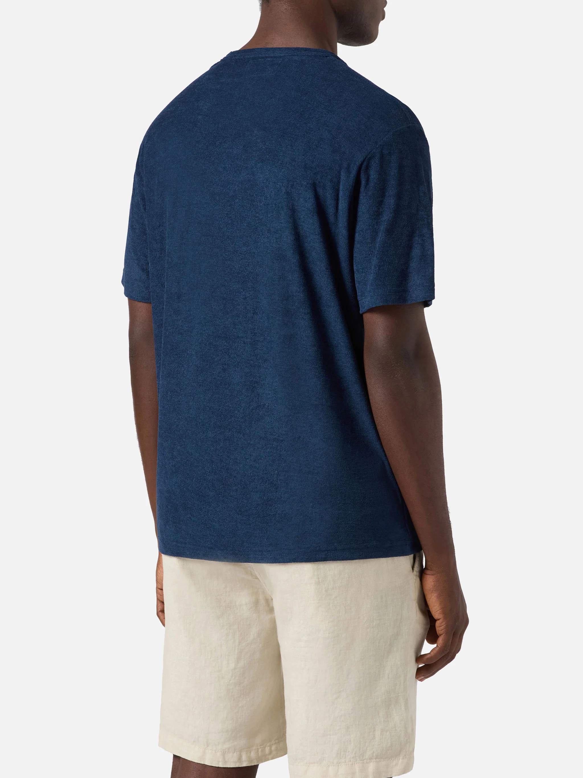 Blue Gary cotton terry-effect t-shirt with logo embroidery - Image 4