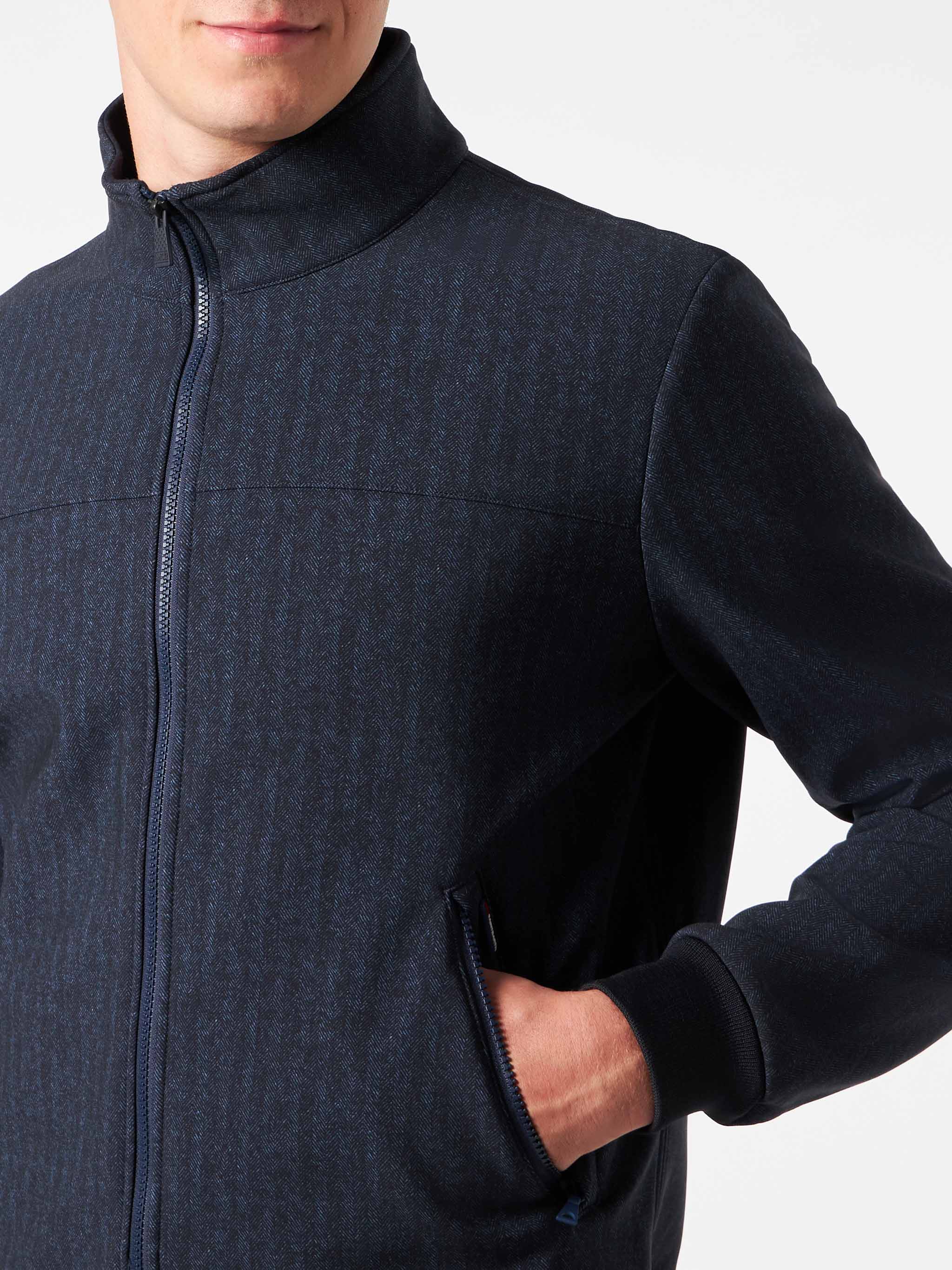 Traveler blue herringbone bomber jacket - Image 3