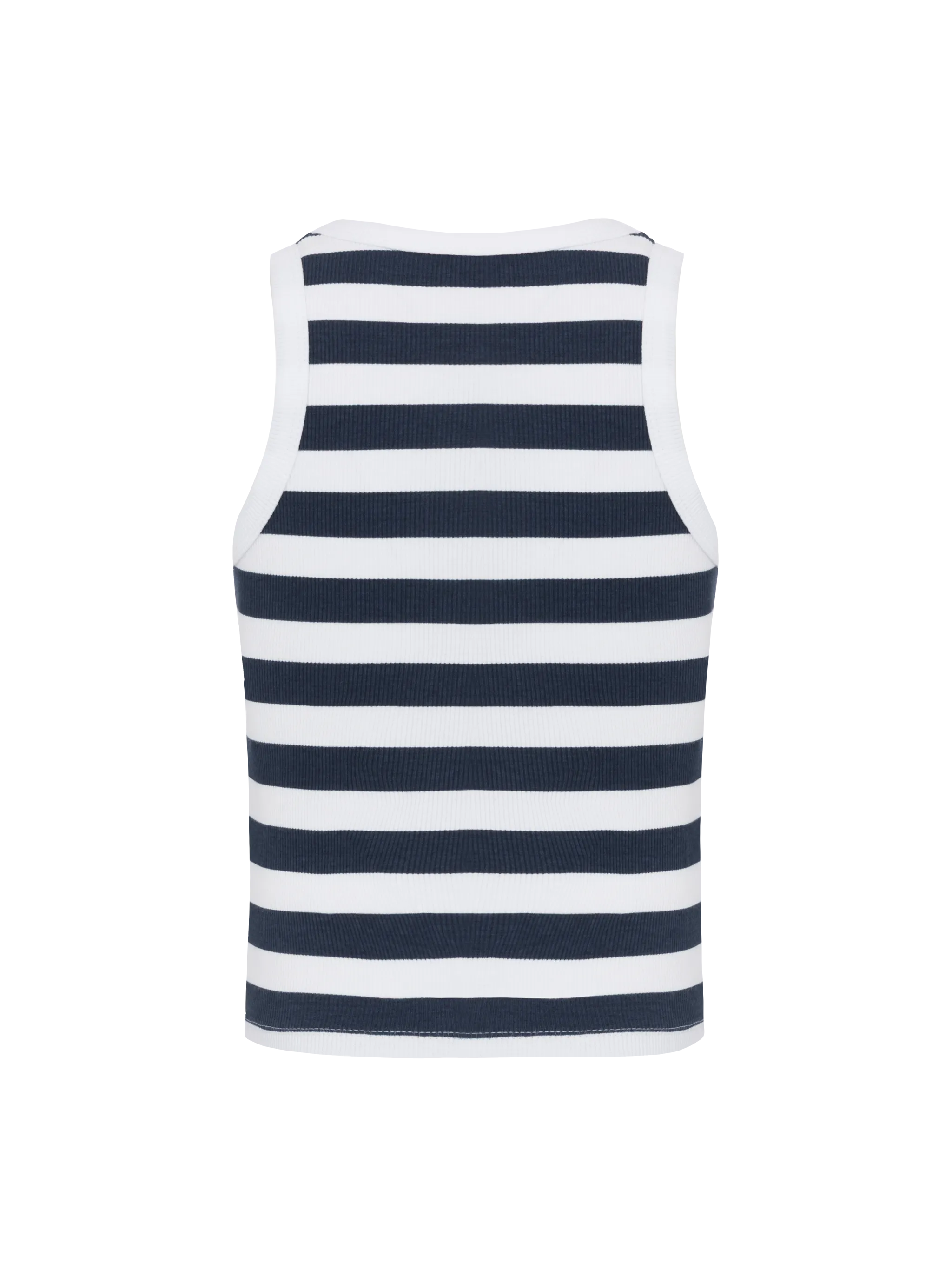 Blue Jr navy blue striped rib-knit cotton crop tank with embroidery - Image 2