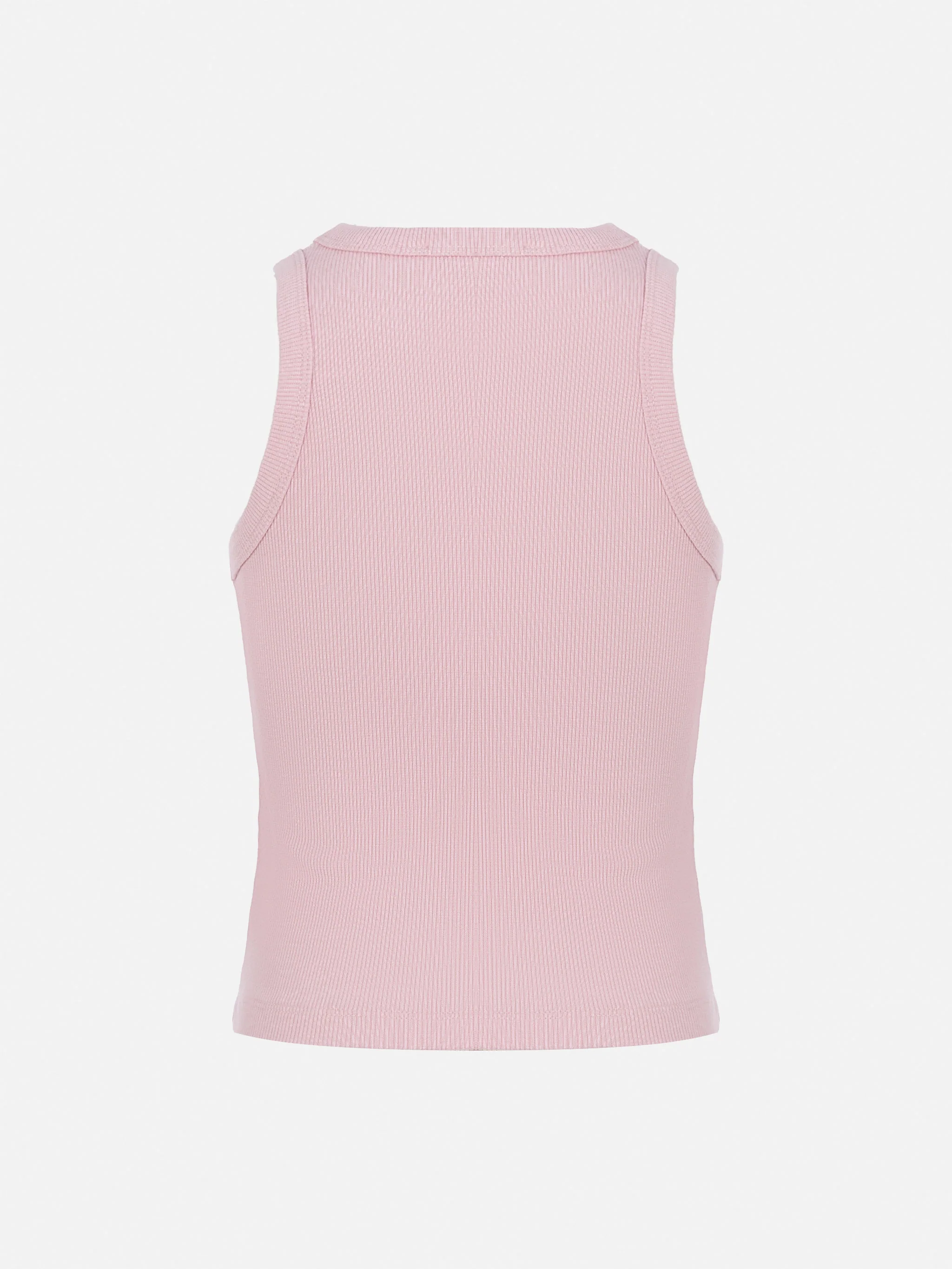Blue Jr pink rib-knit cotton crop tank with embroidery - Image 3